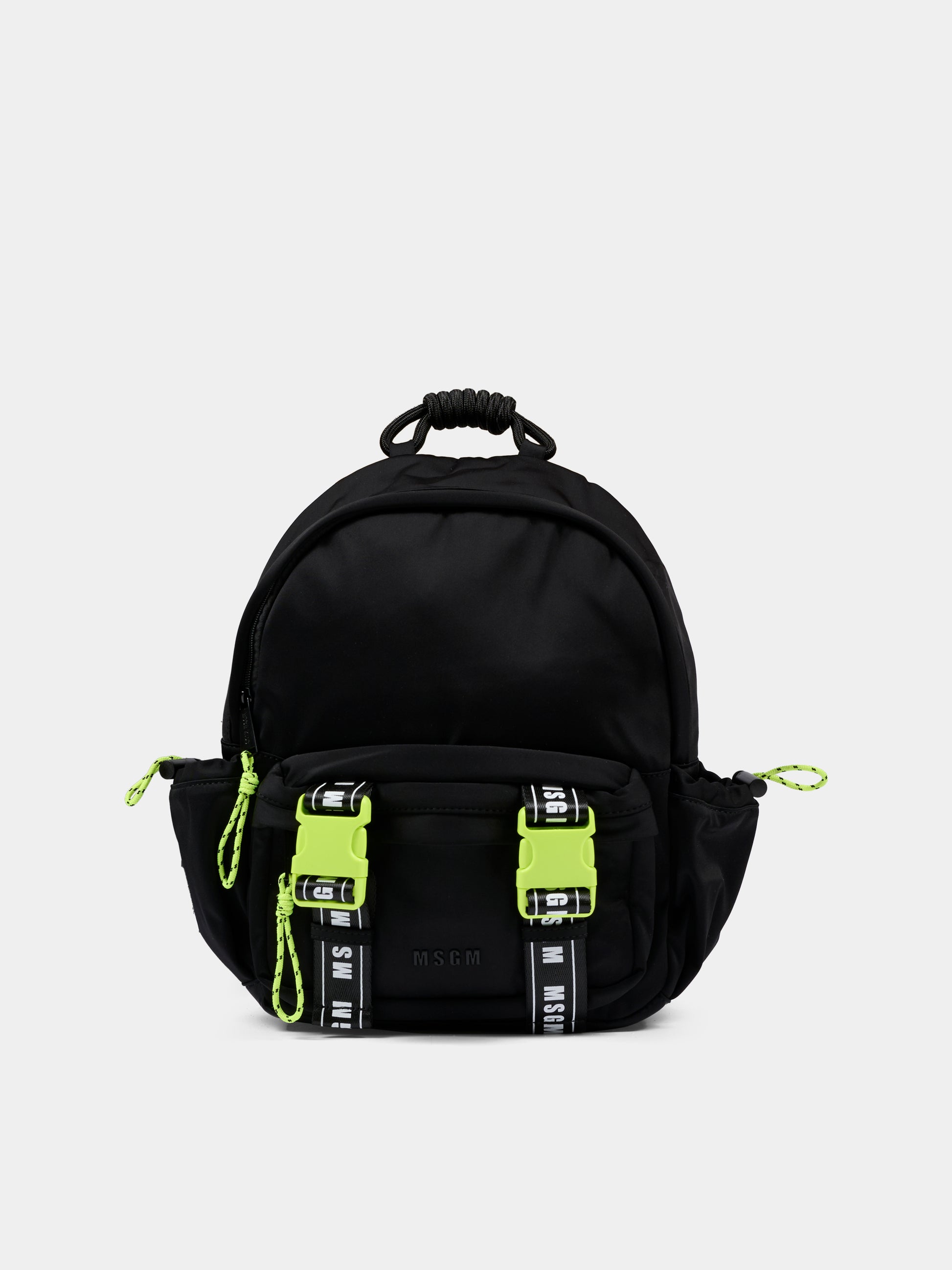 Zaino nero per bambini con logo,Msgm Kids,F5MSJUBP084 110/41