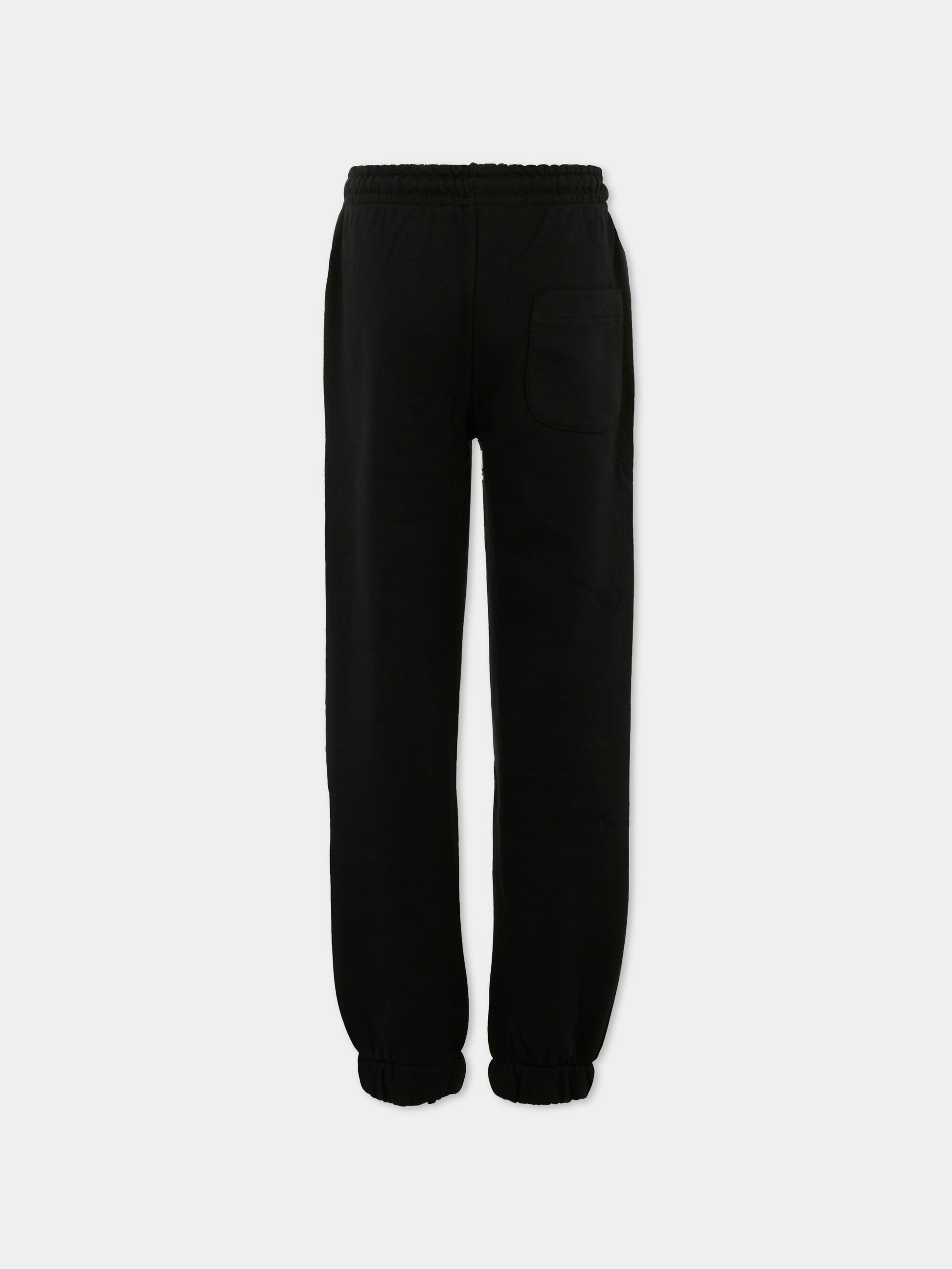 Pantaloni neri per bambini con logo bianco,Msgm Kids,F5MSJUFP024 110