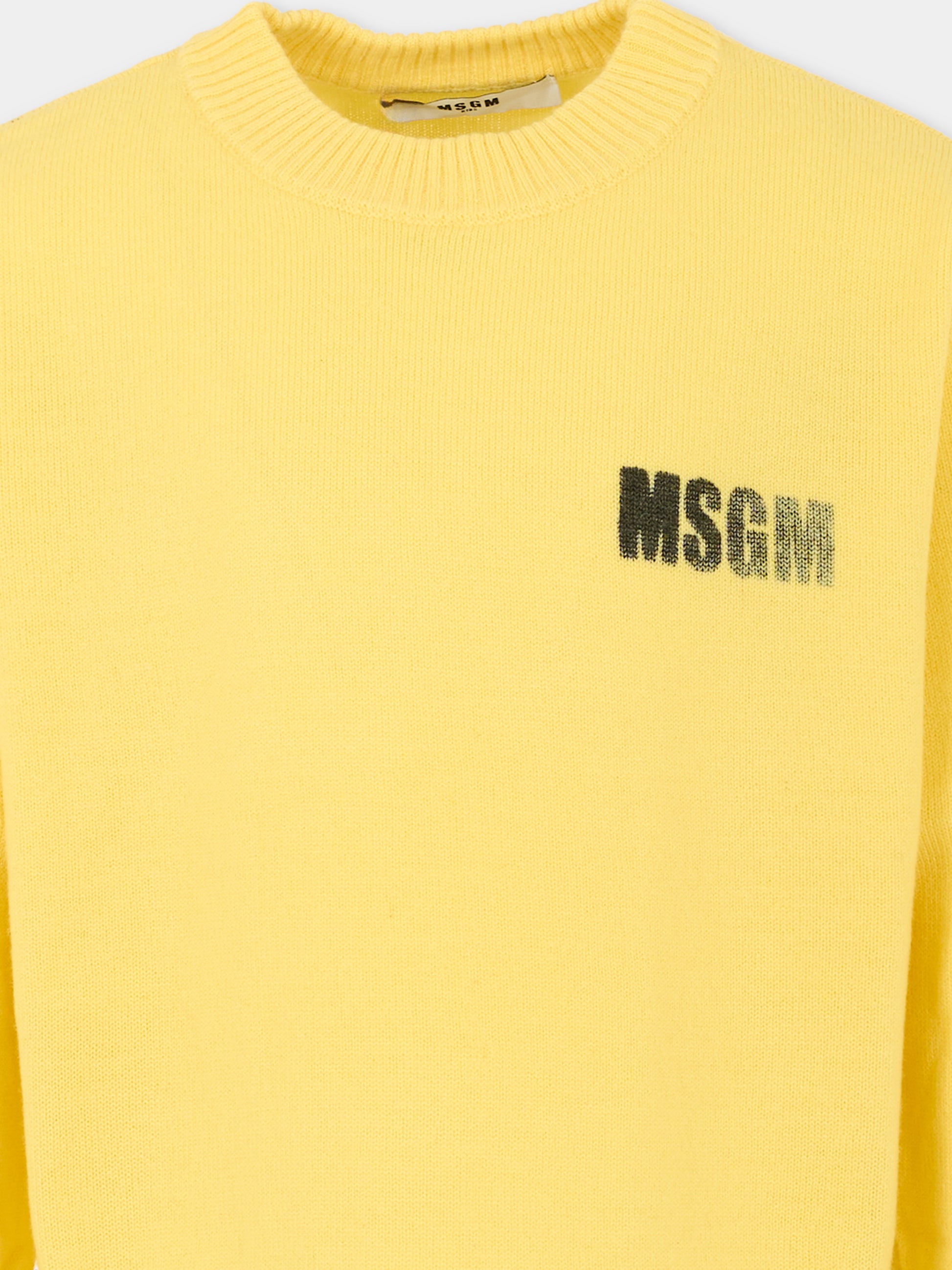 Maglione giallo per bambini con logo,Msgm Kids,F5MSJUJP086 020