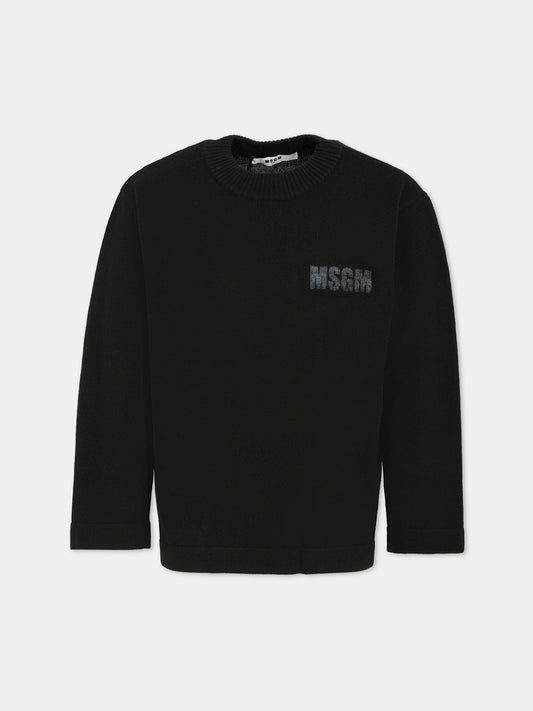 Maglione nero per bambini con logo,Msgm Kids,F5MSJUJP086 110