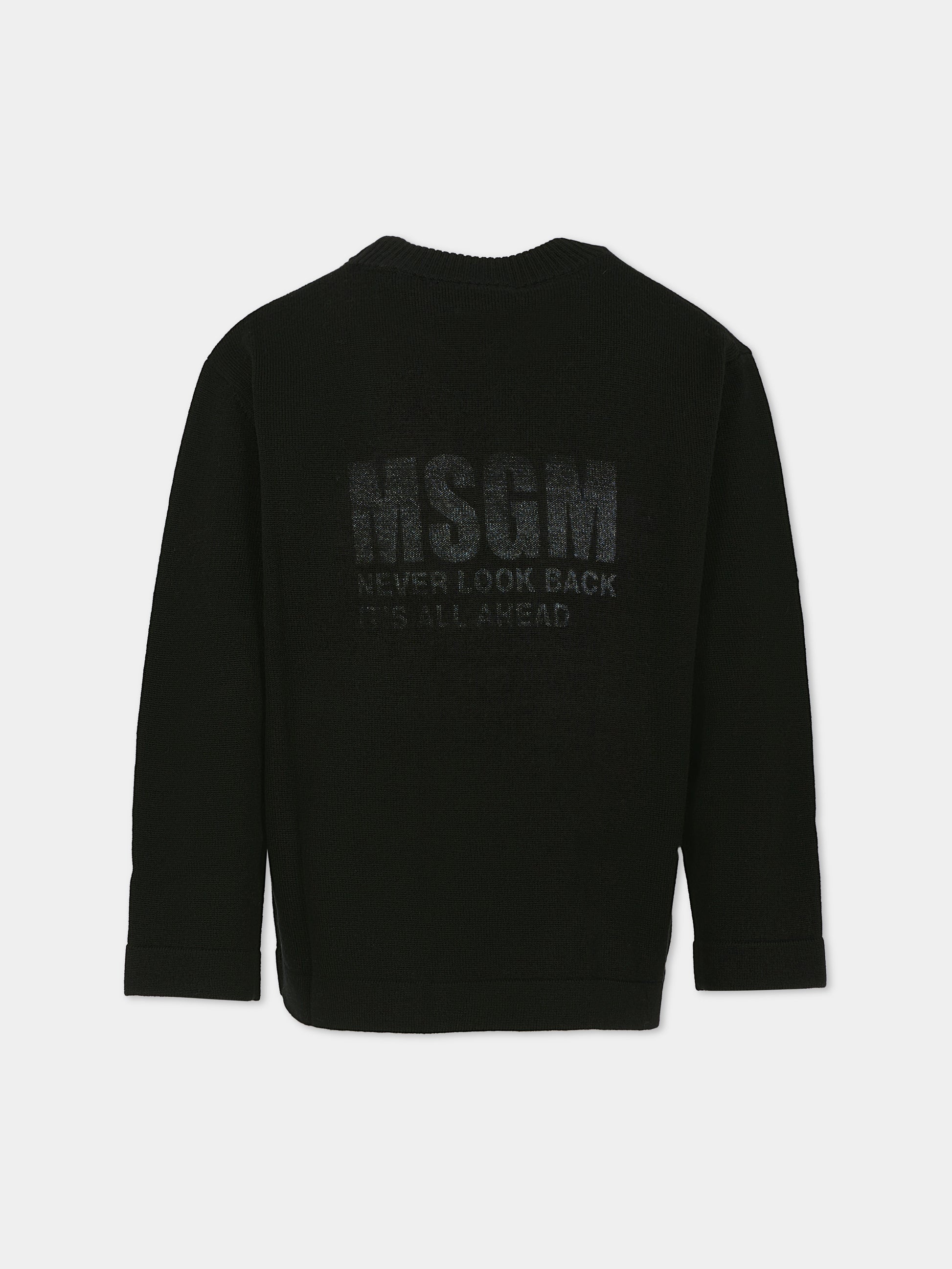 Maglione nero per bambini con logo,Msgm Kids,F5MSJUJP086 110