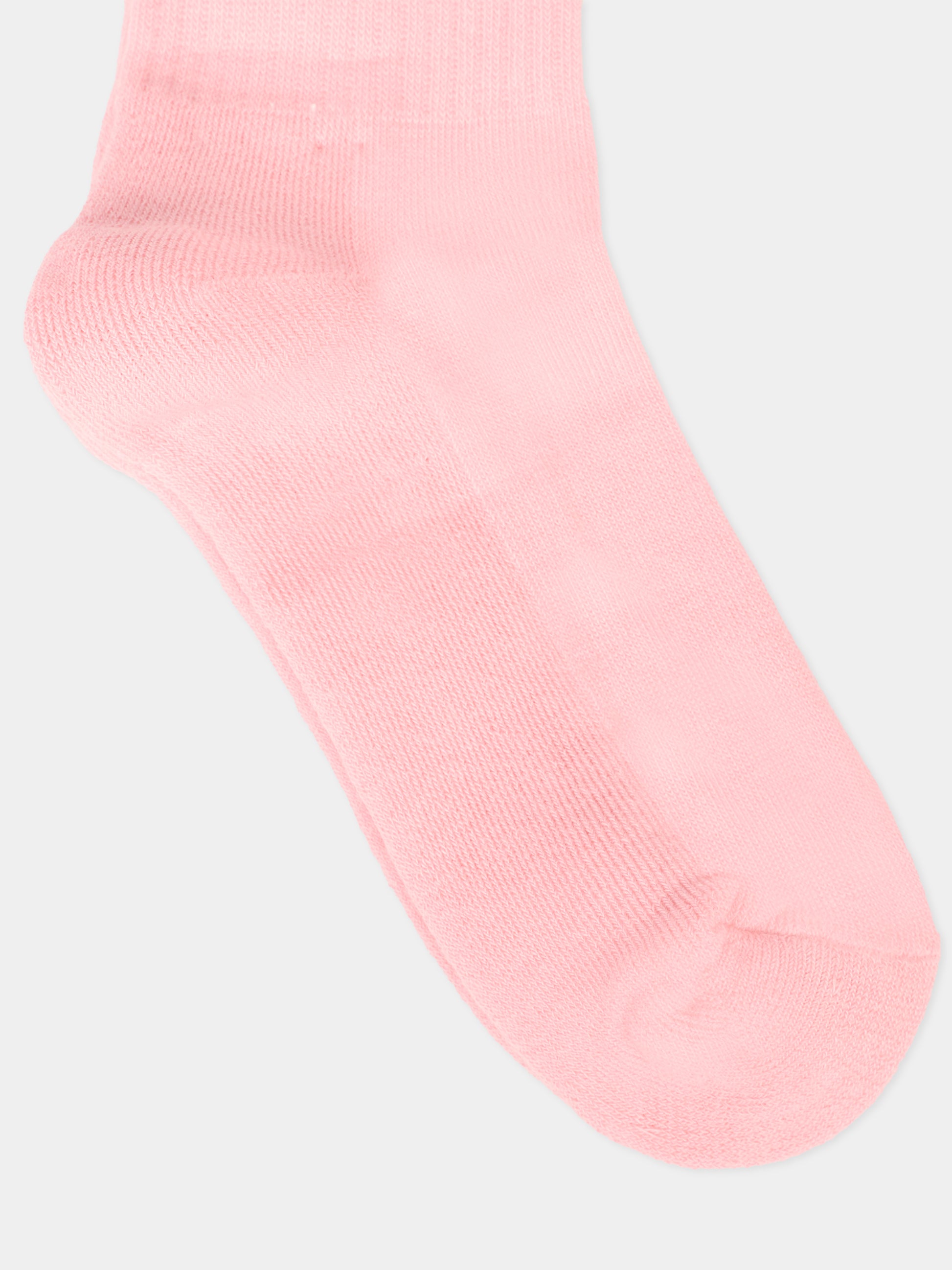 Calze rosa per bambina con logo avorio,Msgm Kids,F5MSJUSO278 MS038