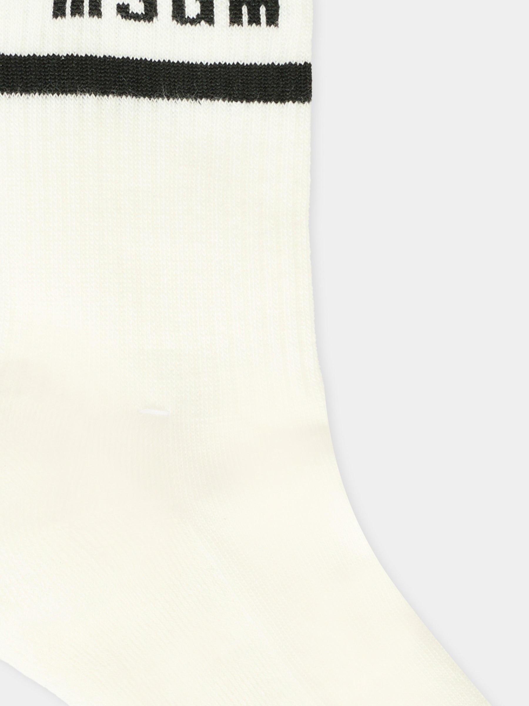 Calze bianche per bambini con logo nero,Msgm Kids,F5MSJUSO278 013