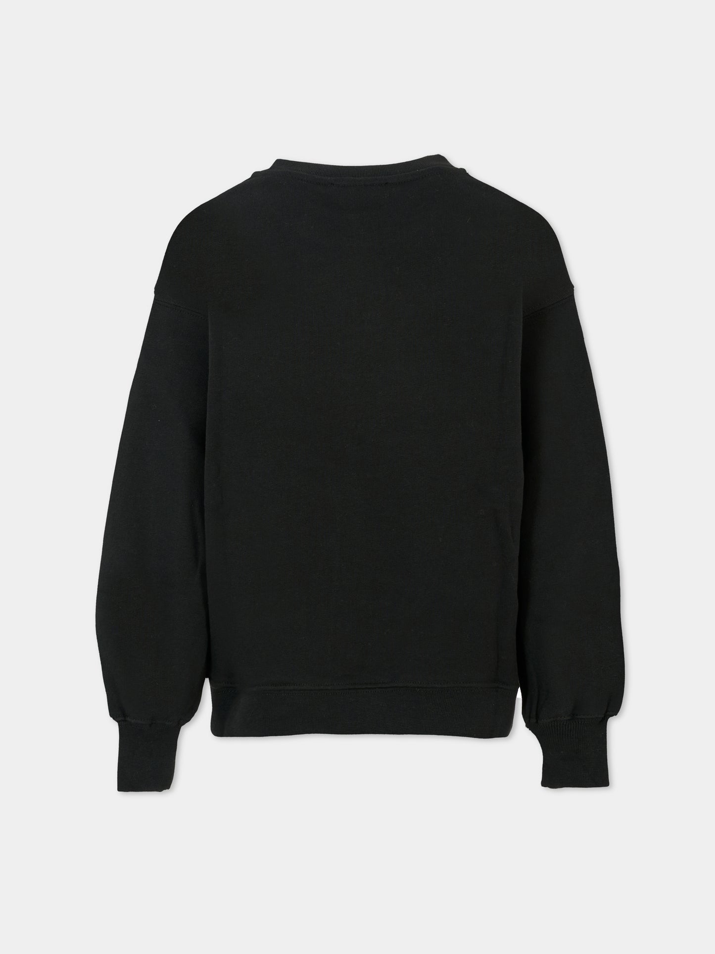 Felpa nera per bambini con logo bianco,Msgm Kids,F5MSJUSW049 110/38