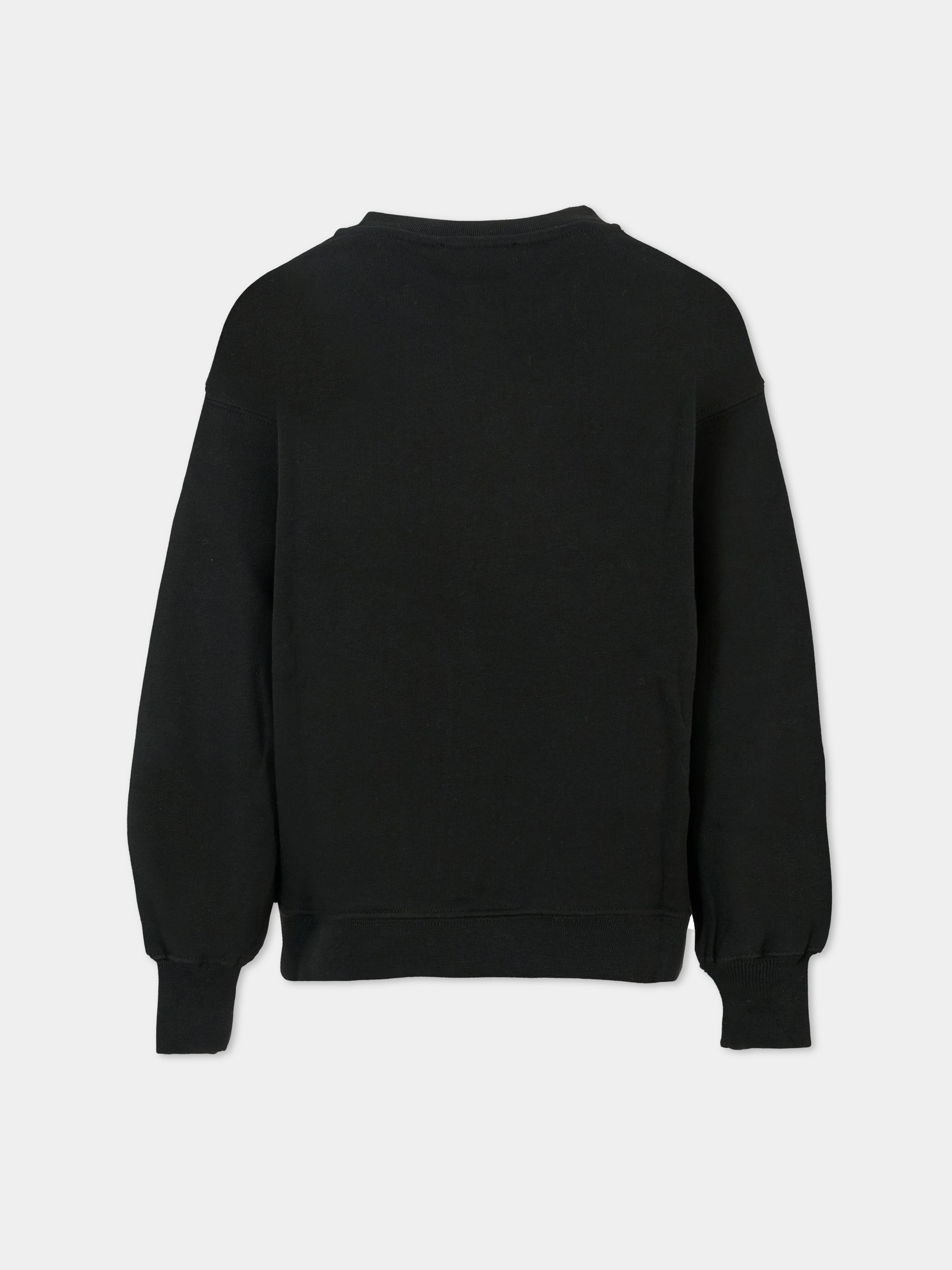 Felpa nera per bambini con logo bianco,Msgm Kids,F5MSJUSW049 110/38