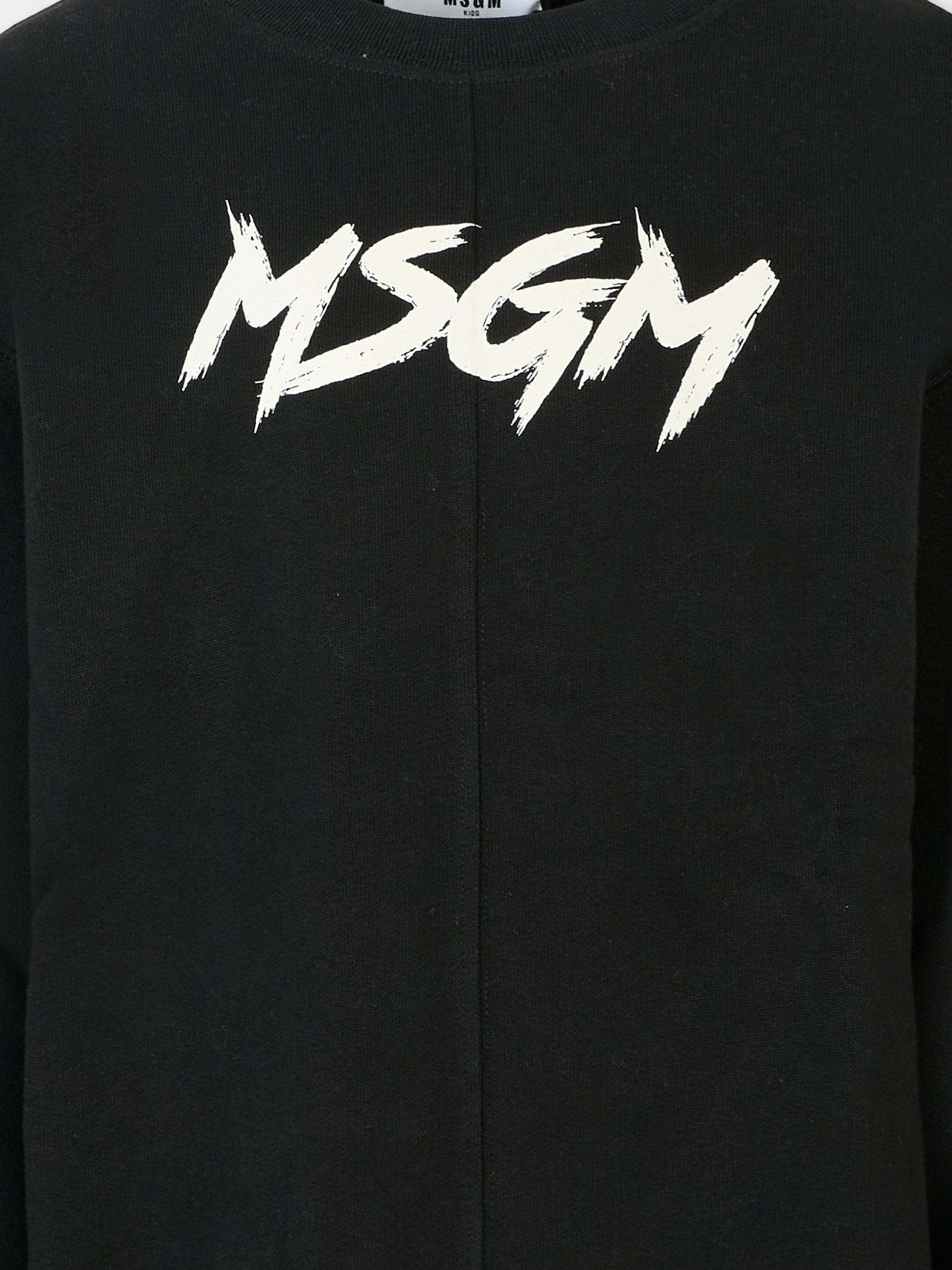 Felpa nera per bambini con logo bianco,Msgm Kids,F5MSJUSW049 110/38