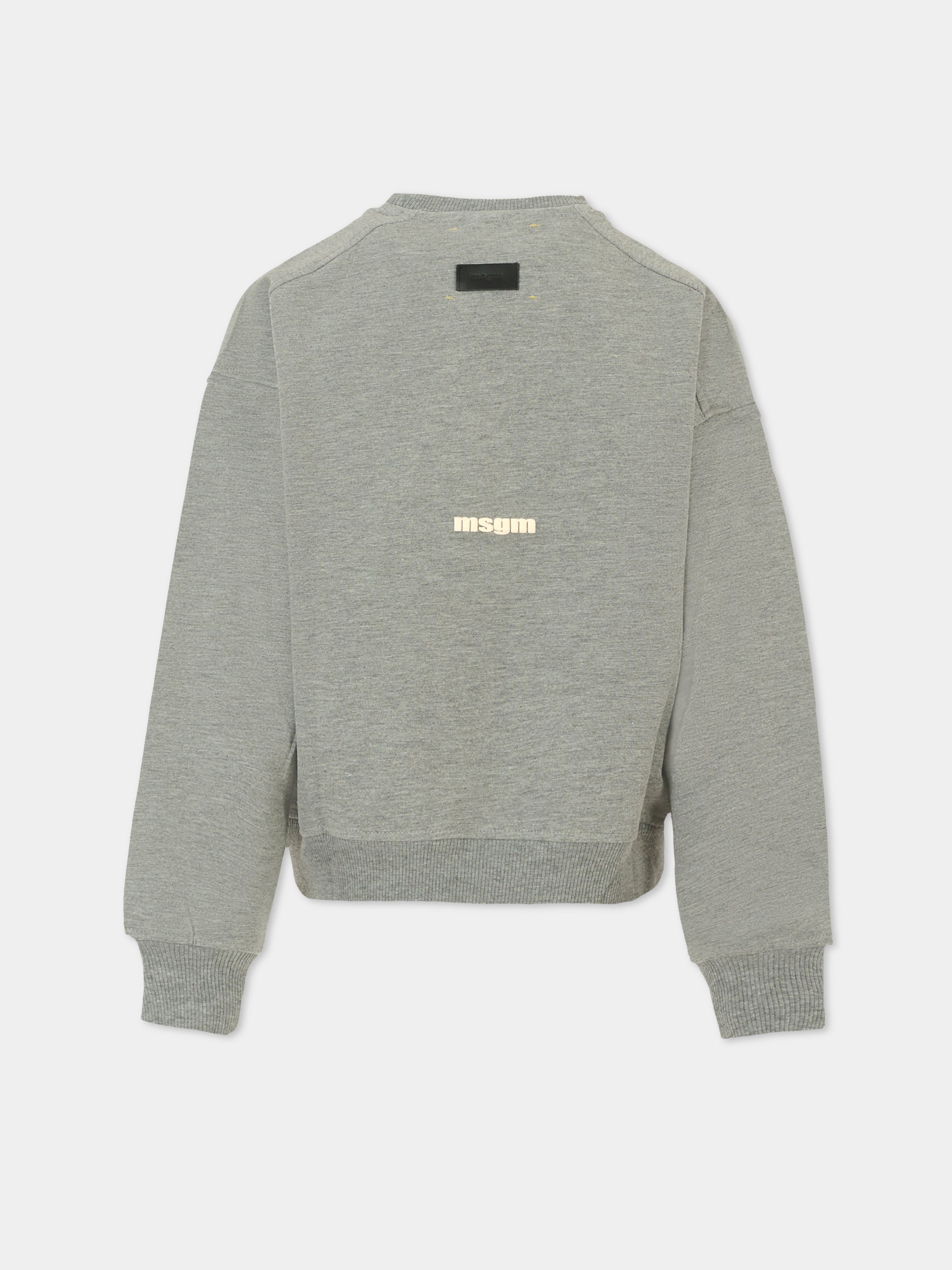 Felpa grigia per bambini con logo avorio,Msgm Kids,F5MSJUSW057 104
