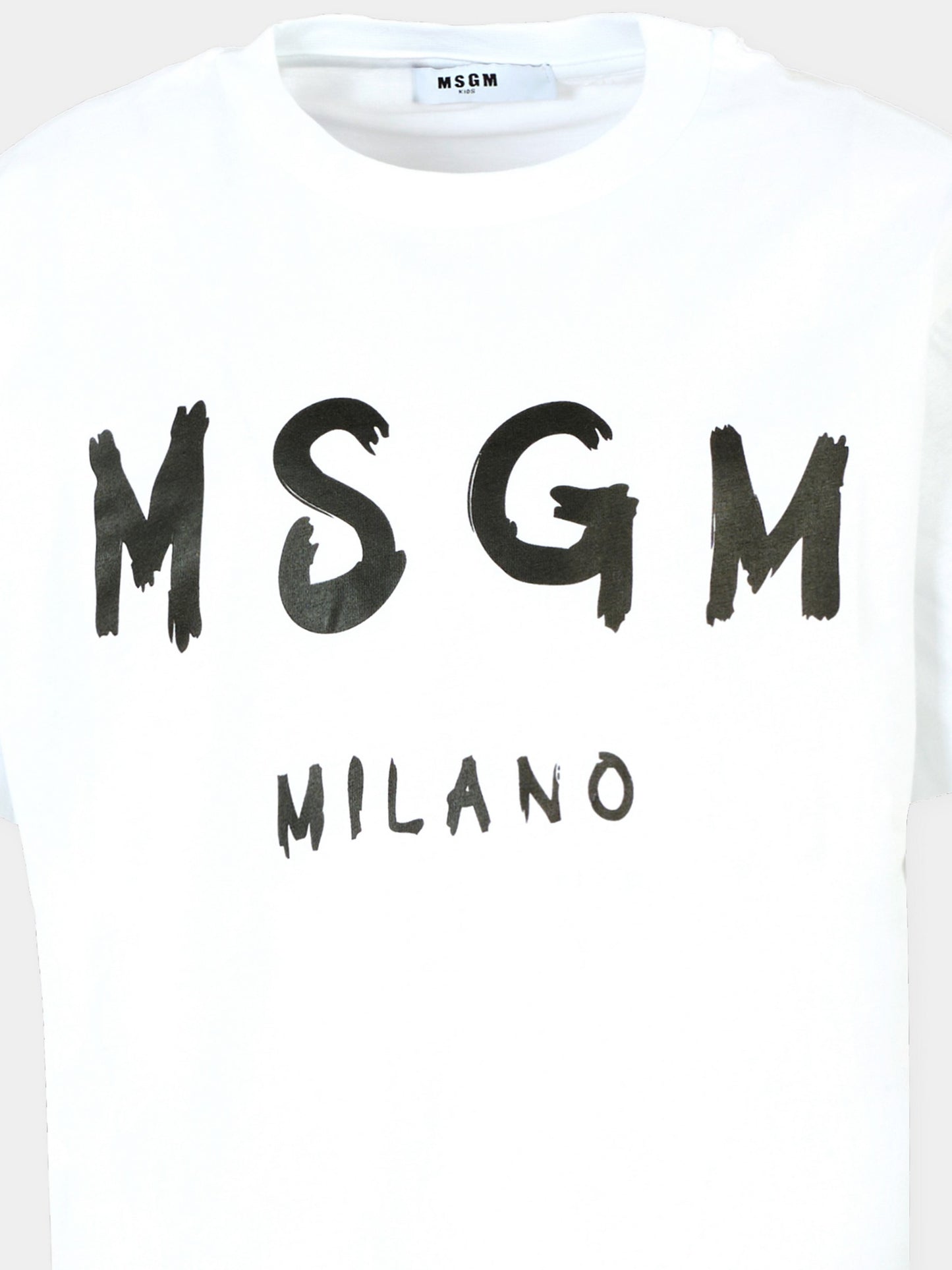 T-shirt bianca per bambini con logo nero,Msgm Kids,F5MSJUTH007 001