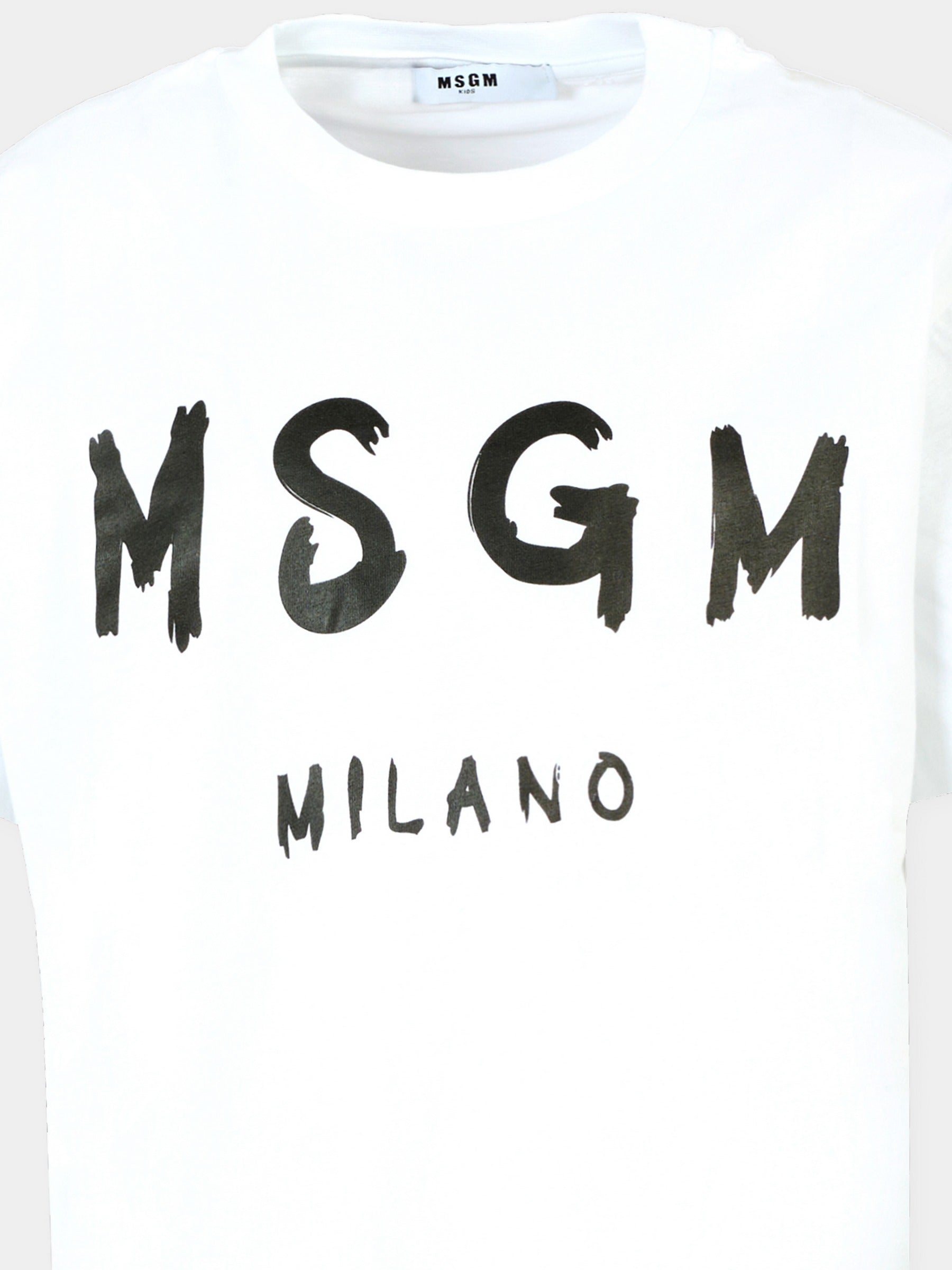 T-shirt bianca per bambini con logo nero,Msgm Kids,F5MSJUTH007 001