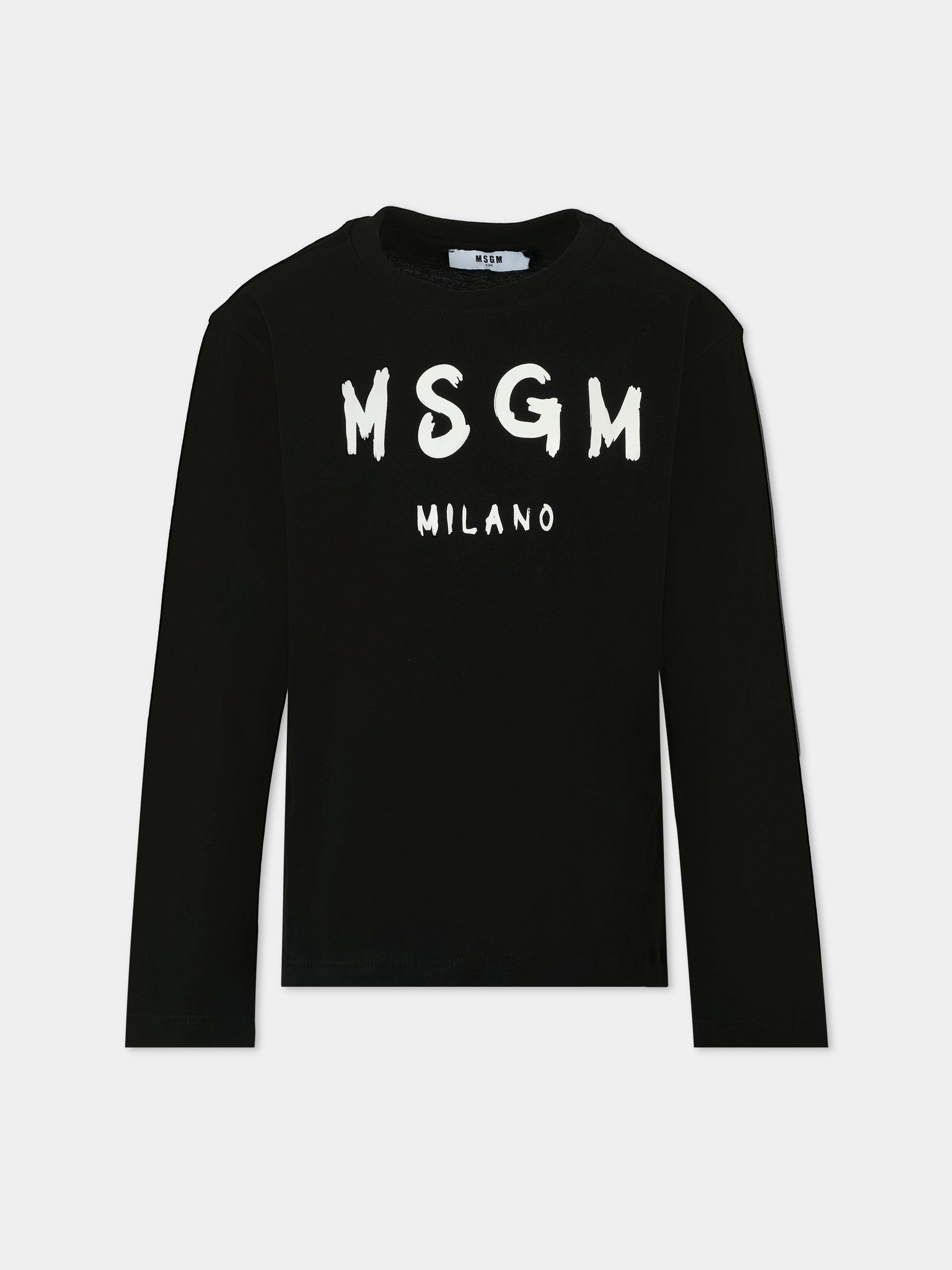 T-shirt nera per bambini con logo,Msgm Kids,F5MSJUTH008 110