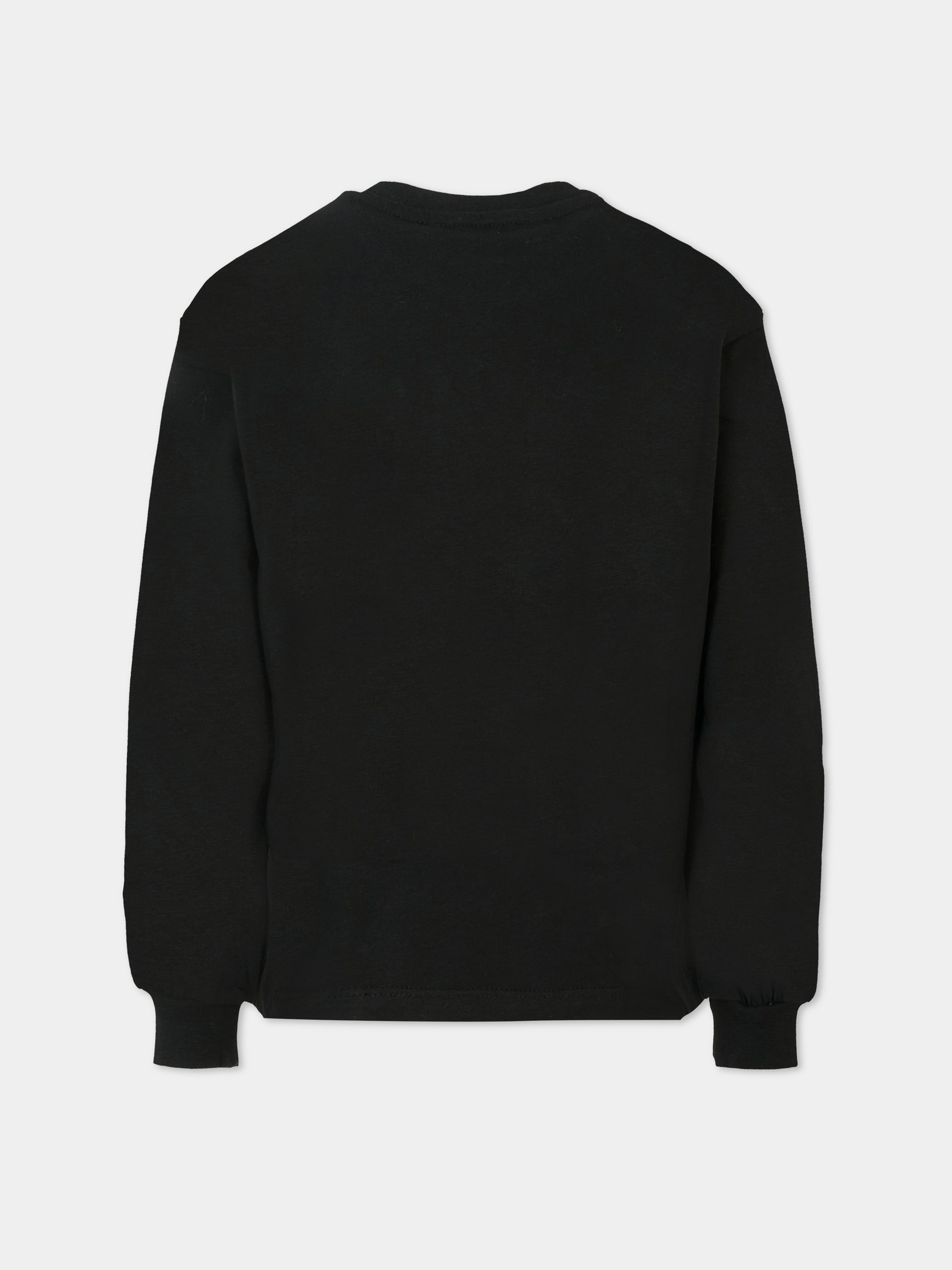 T-shirt nera per bambini con logo grigio,Msgm Kids,F5MSJUTH010 110