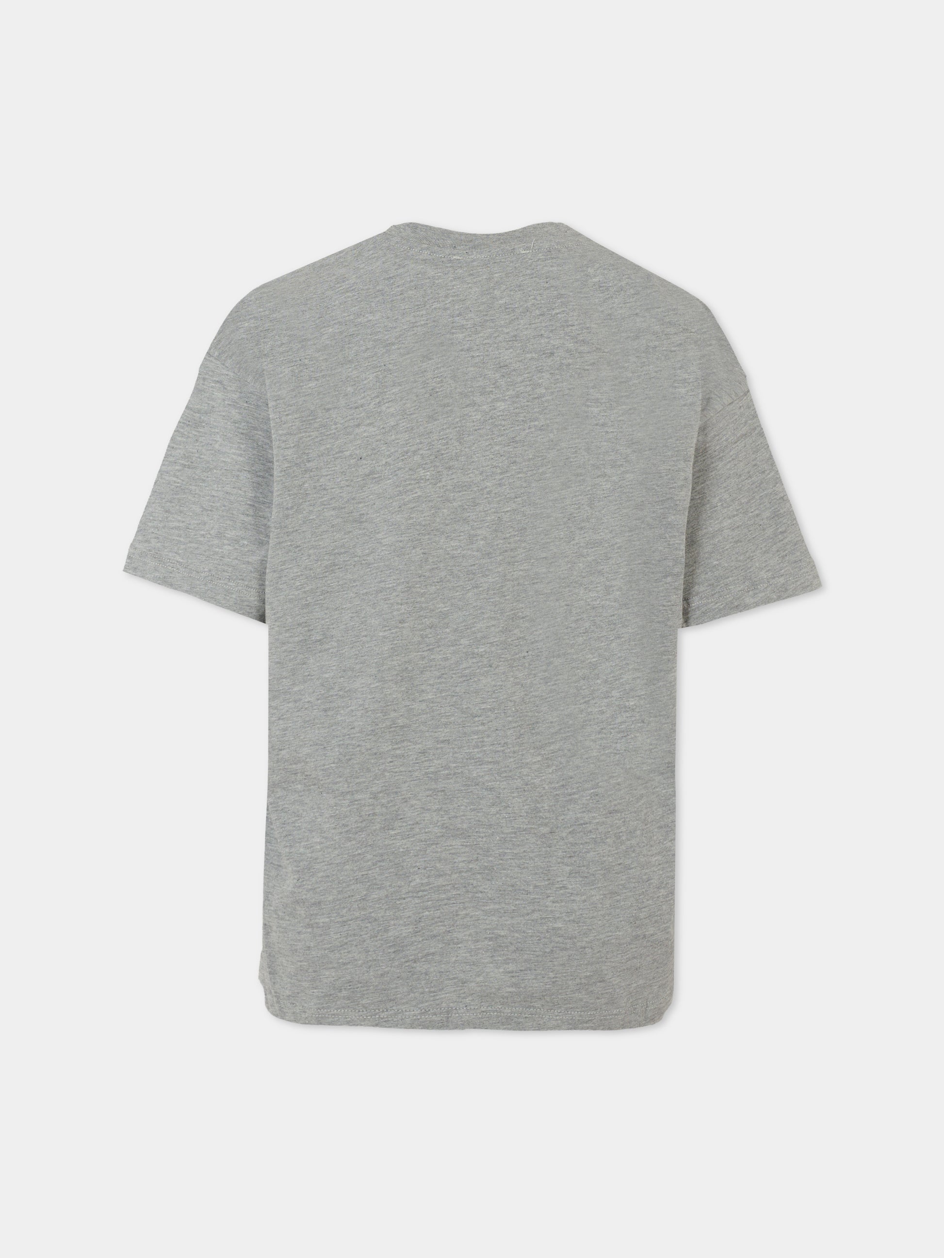 T-shirt grigia per bambino con logo rosso,Msgm Kids,F5MSJUTH050 104