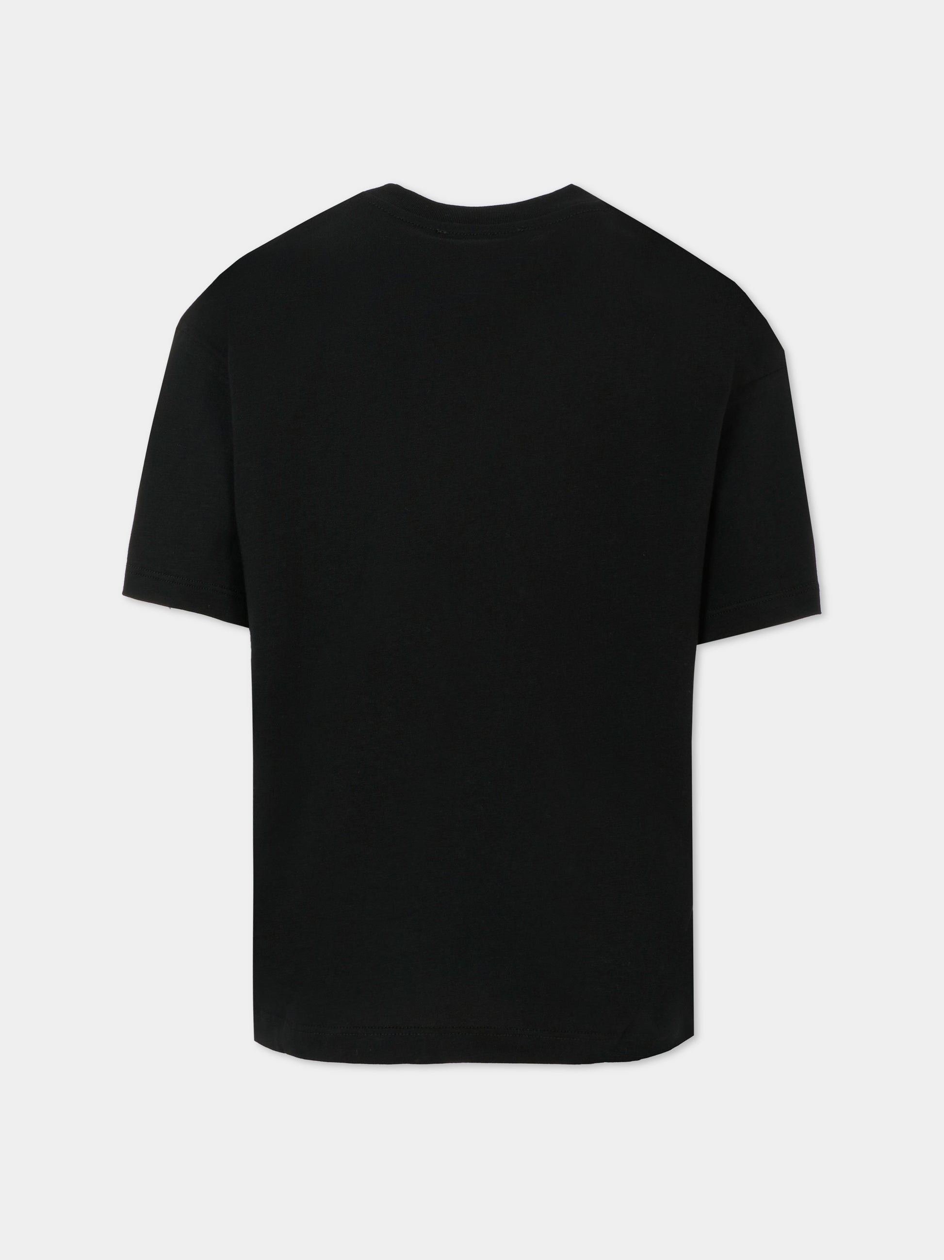 T-shirt nera per bambino con logo rosso,Msgm Kids,F5MSJUTH050 110