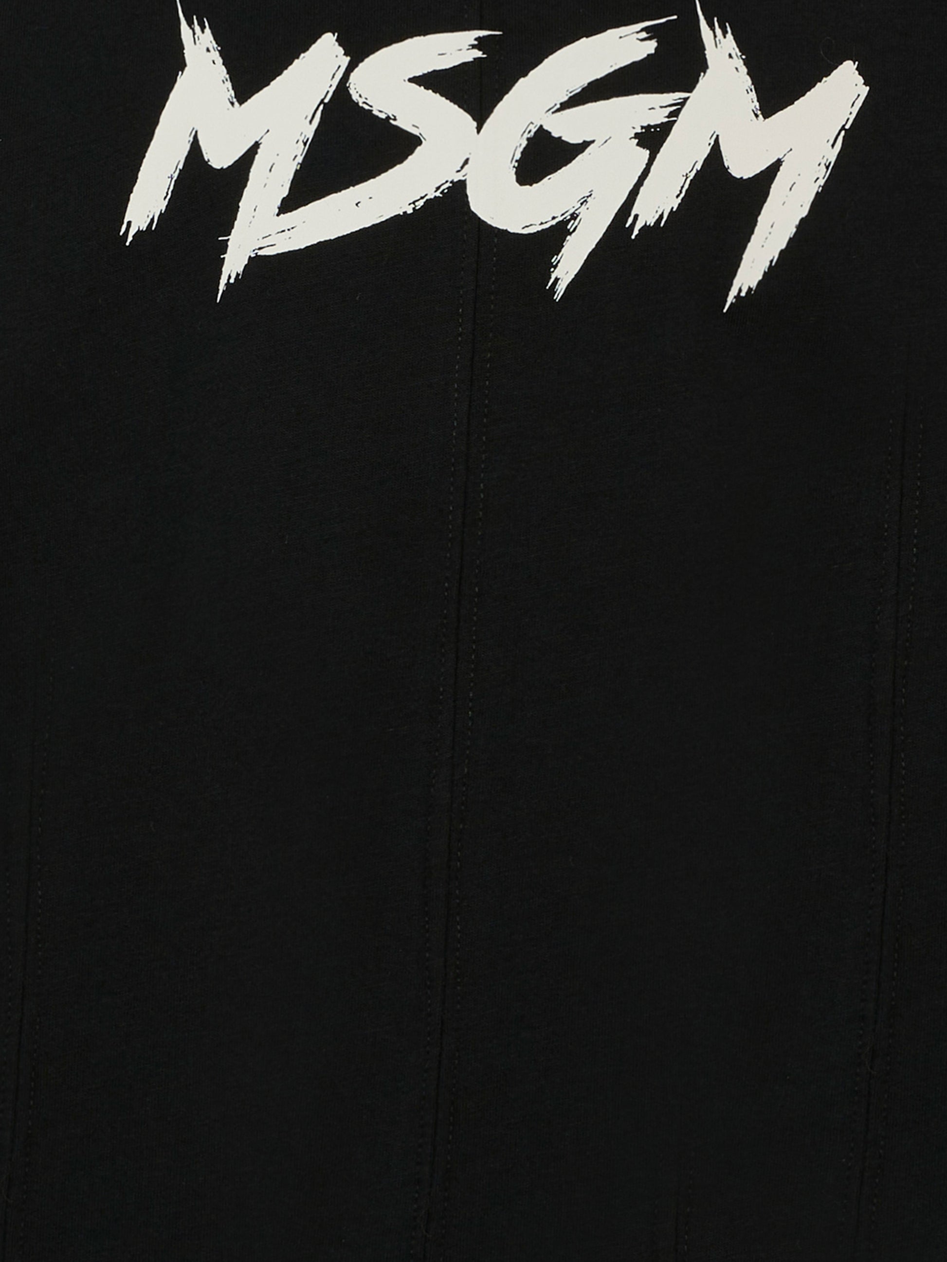 T-shirt nera per bambino con logo avorio,Msgm Kids,F5MSJUTH050 110/38