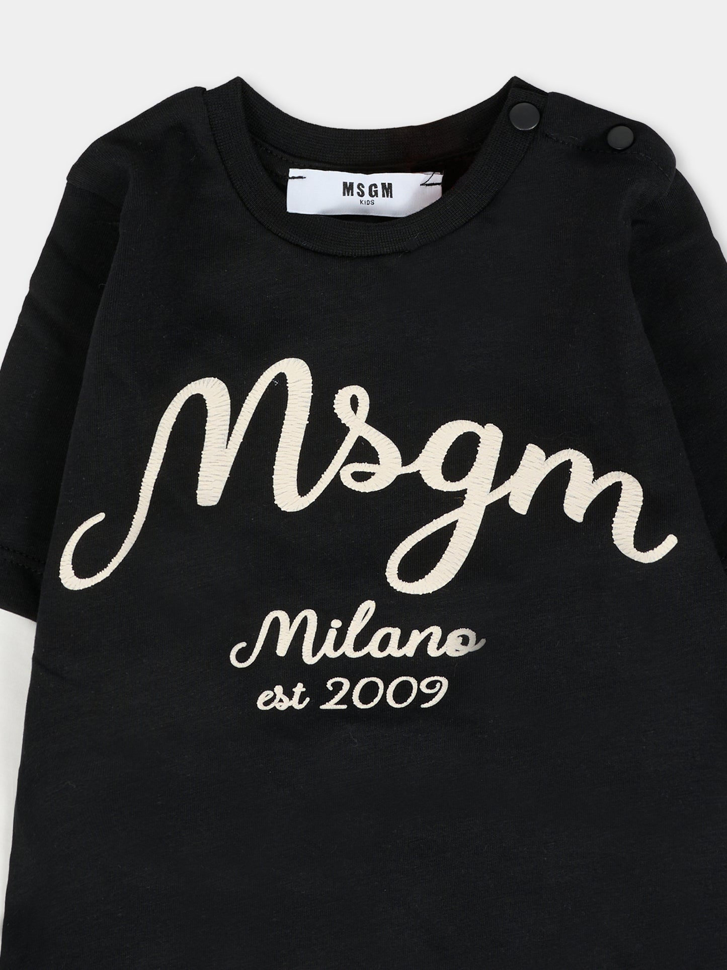 T-shirt nera per neonato con logo,Msgm Kids,F5MSNBTH297 110