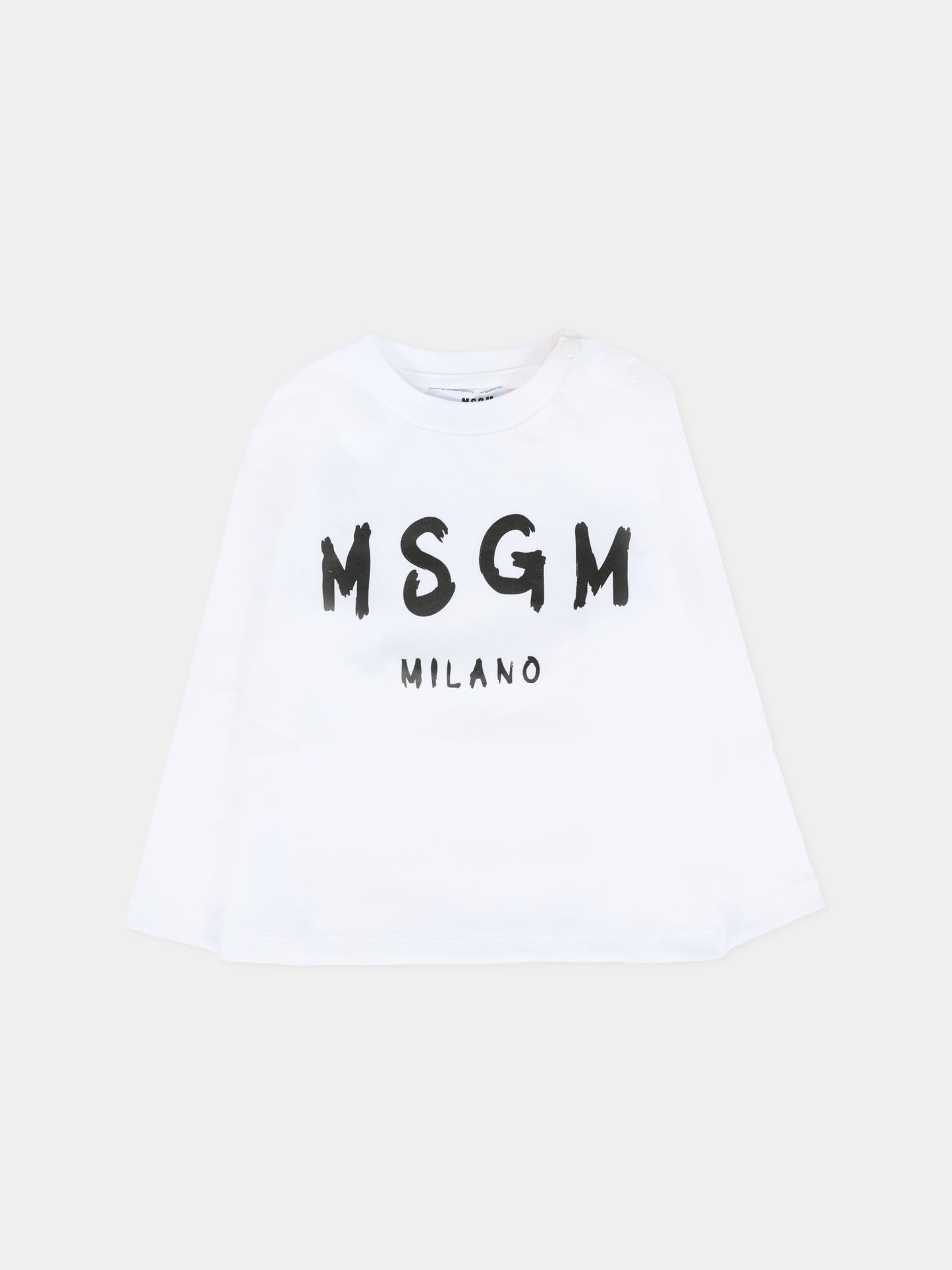 T-shirt bianca per neonati con logo,Msgm Kids,F5MSUNTH283 001