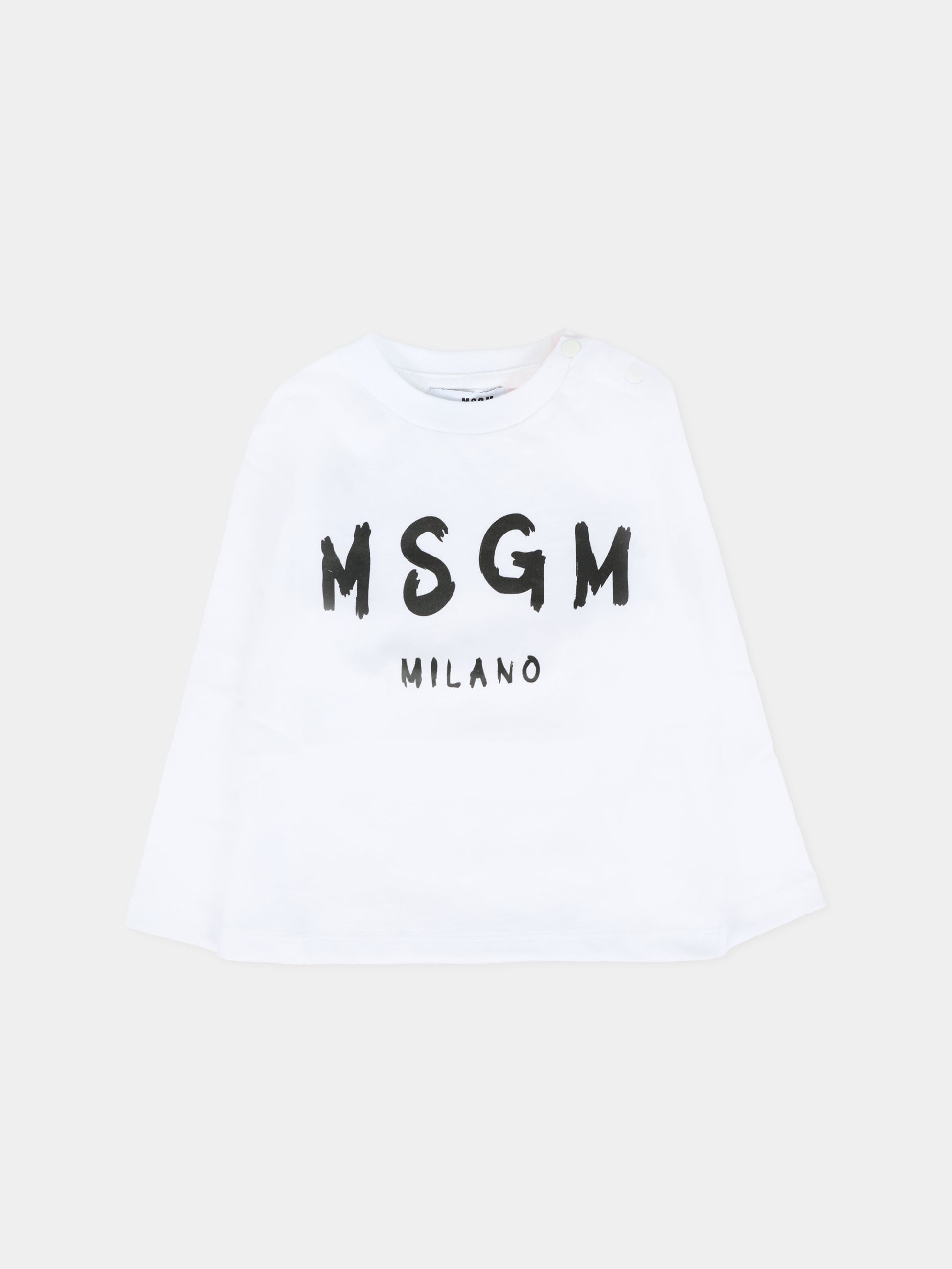 T-shirt bianca per neonati con logo,Msgm Kids,F5MSUNTH283 001