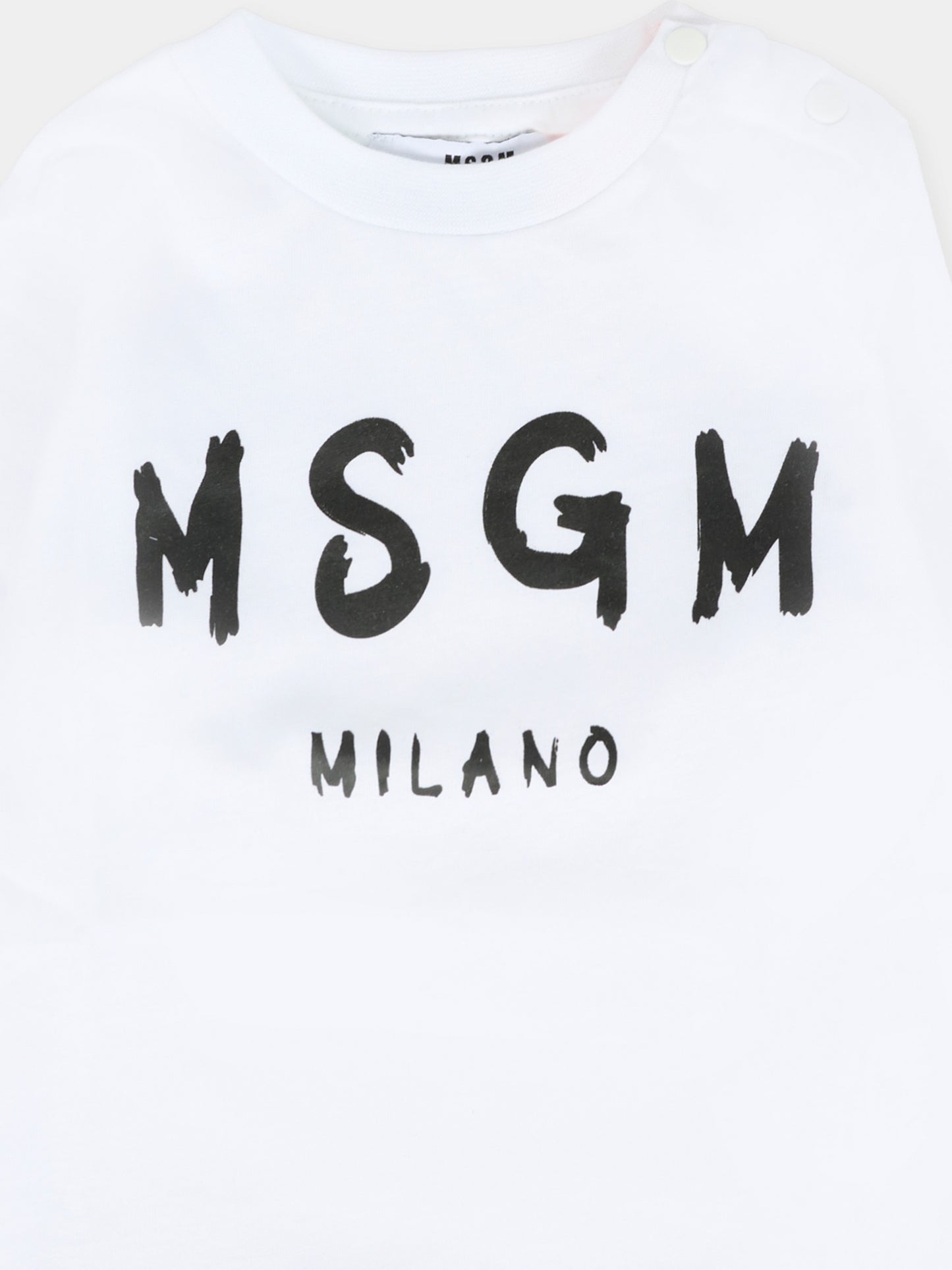 T-shirt bianca per neonati con logo,Msgm Kids,F5MSUNTH283 001