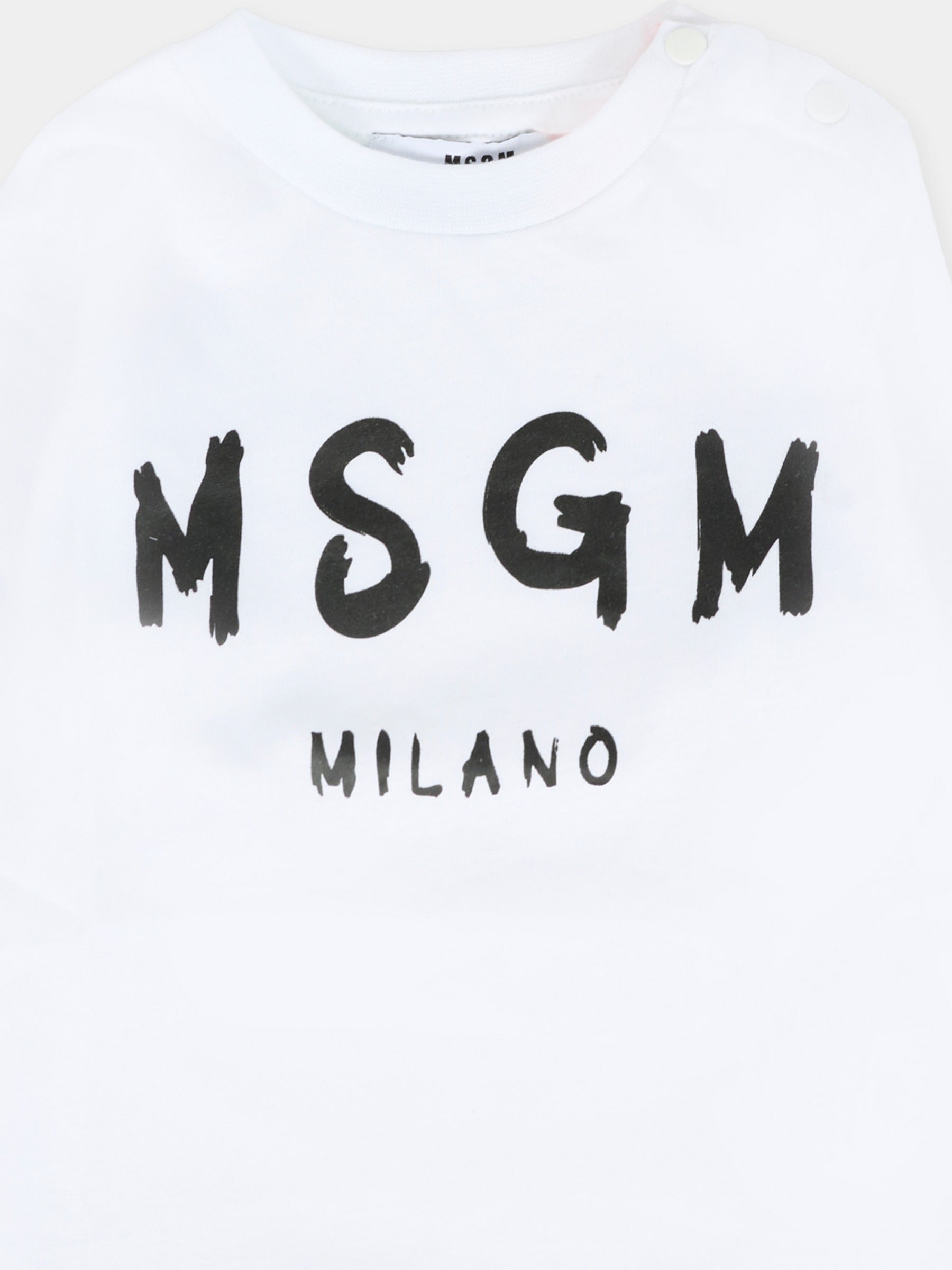 T-shirt bianca per neonati con logo,Msgm Kids,F5MSUNTH283 001