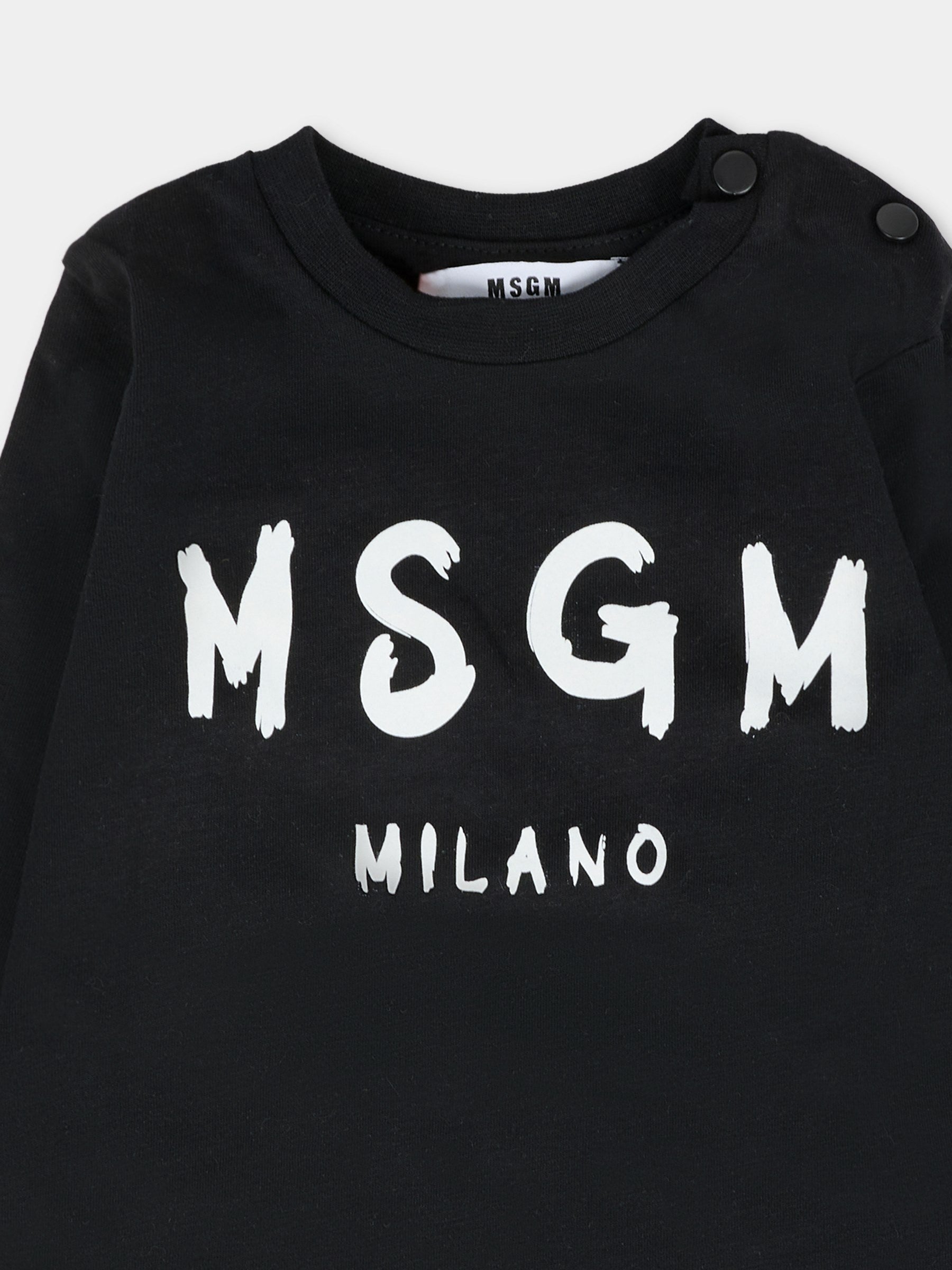 T-shirt nera per neonati con logo,Msgm Kids,F5MSUNTH283 110