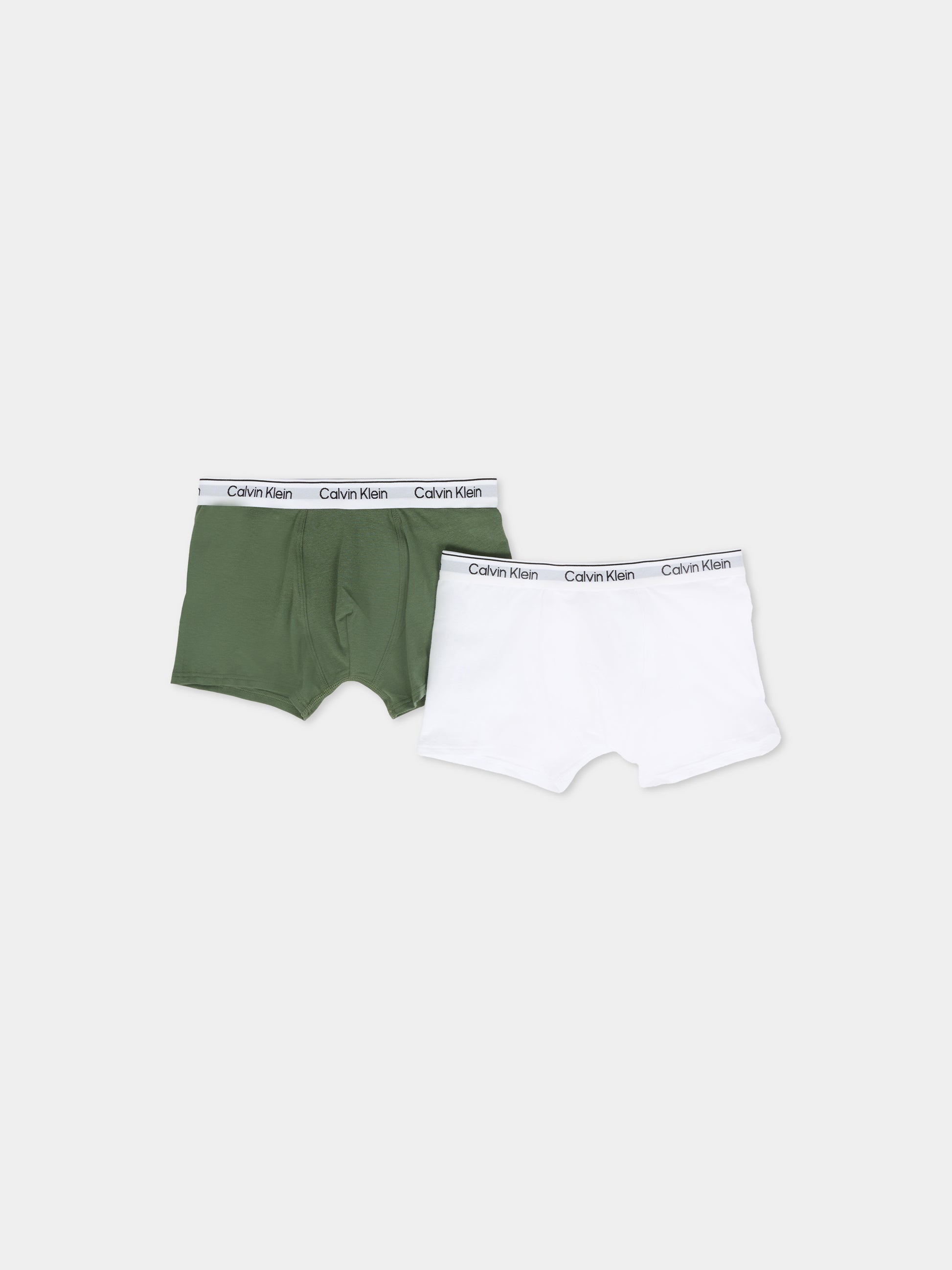 Set boxer bianco per bambino con logo,Calvin Klein Kids,25WCAB70B700506 0TV