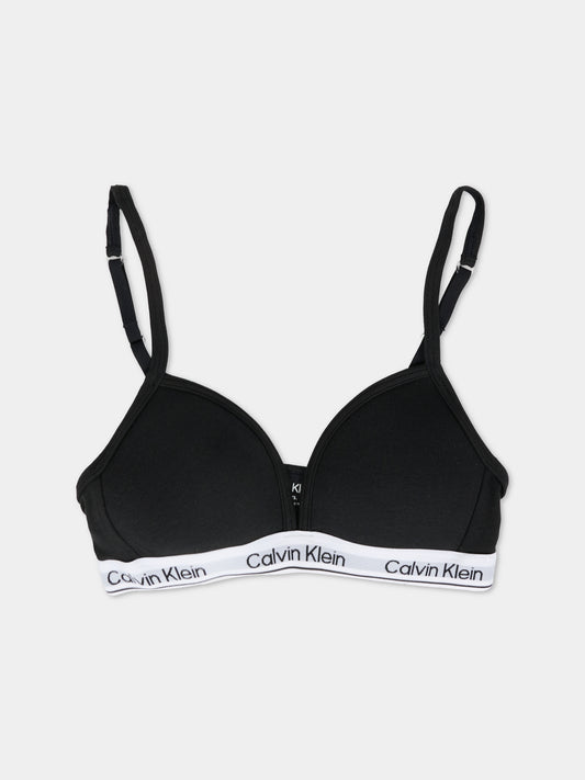 Reggiseno nero per bambina con logo,Calvin Klein Kids,25WCAG80G800736 BEH