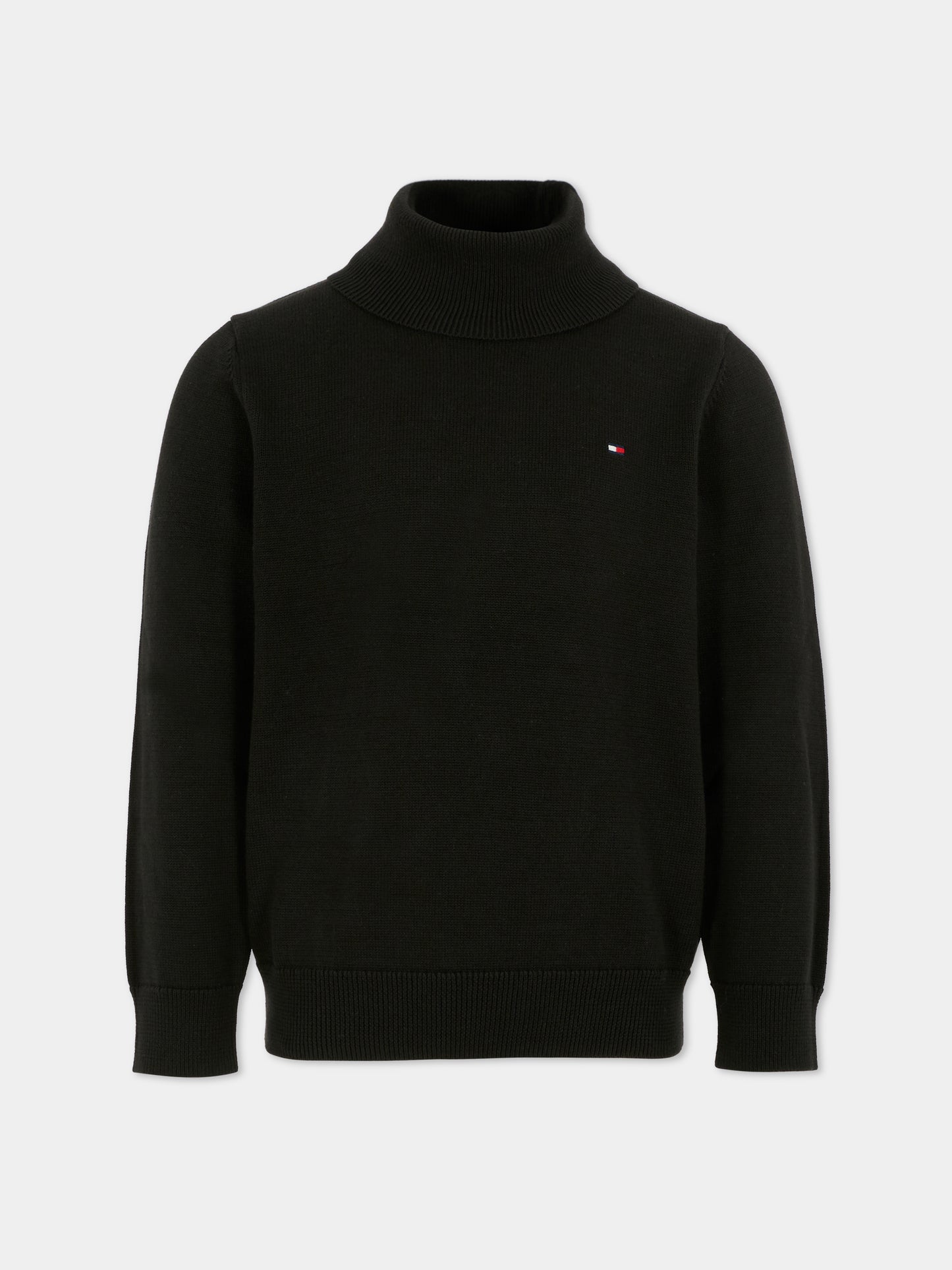 Dolcevita nero per bambino con bandierina,Tommy Hilfiger Junior,25WTHKB0KB09976 BDS