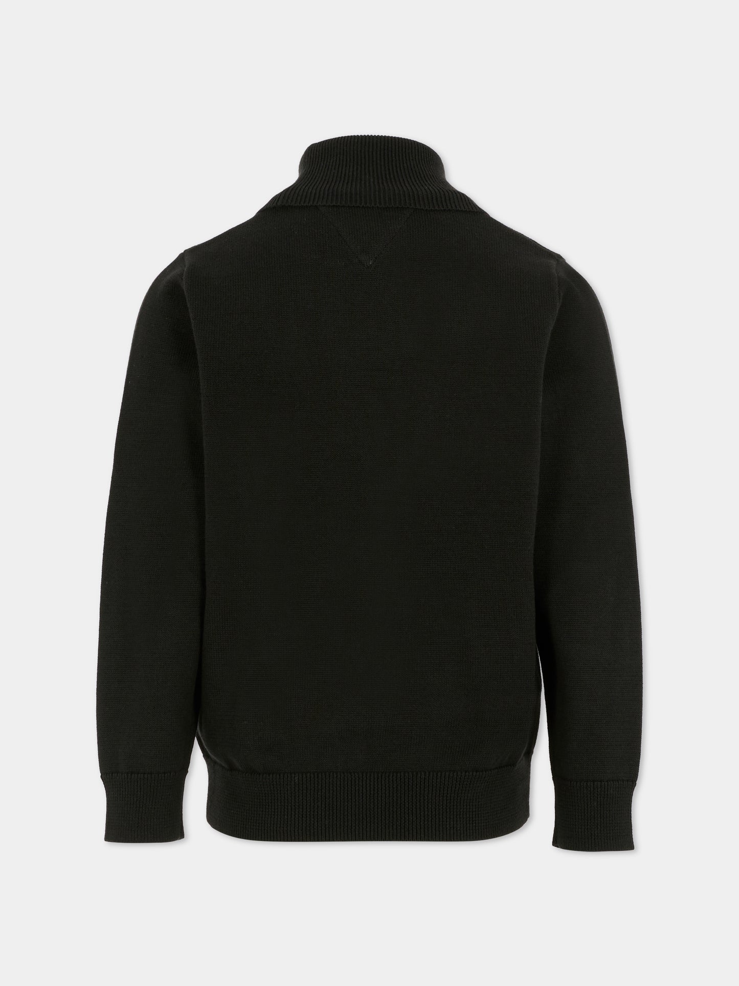 Dolcevita nero per bambino con bandierina,Tommy Hilfiger Junior,25WTHKB0KB09976 BDS