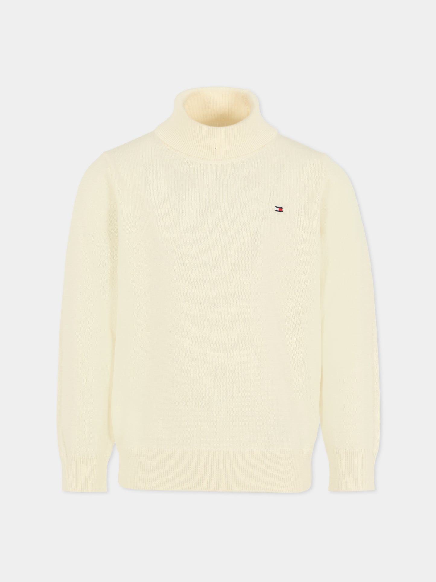 Dolcevita avorio per bambino con bandierina,Tommy Hilfiger Junior,25WTHKB0KB09976 YA8