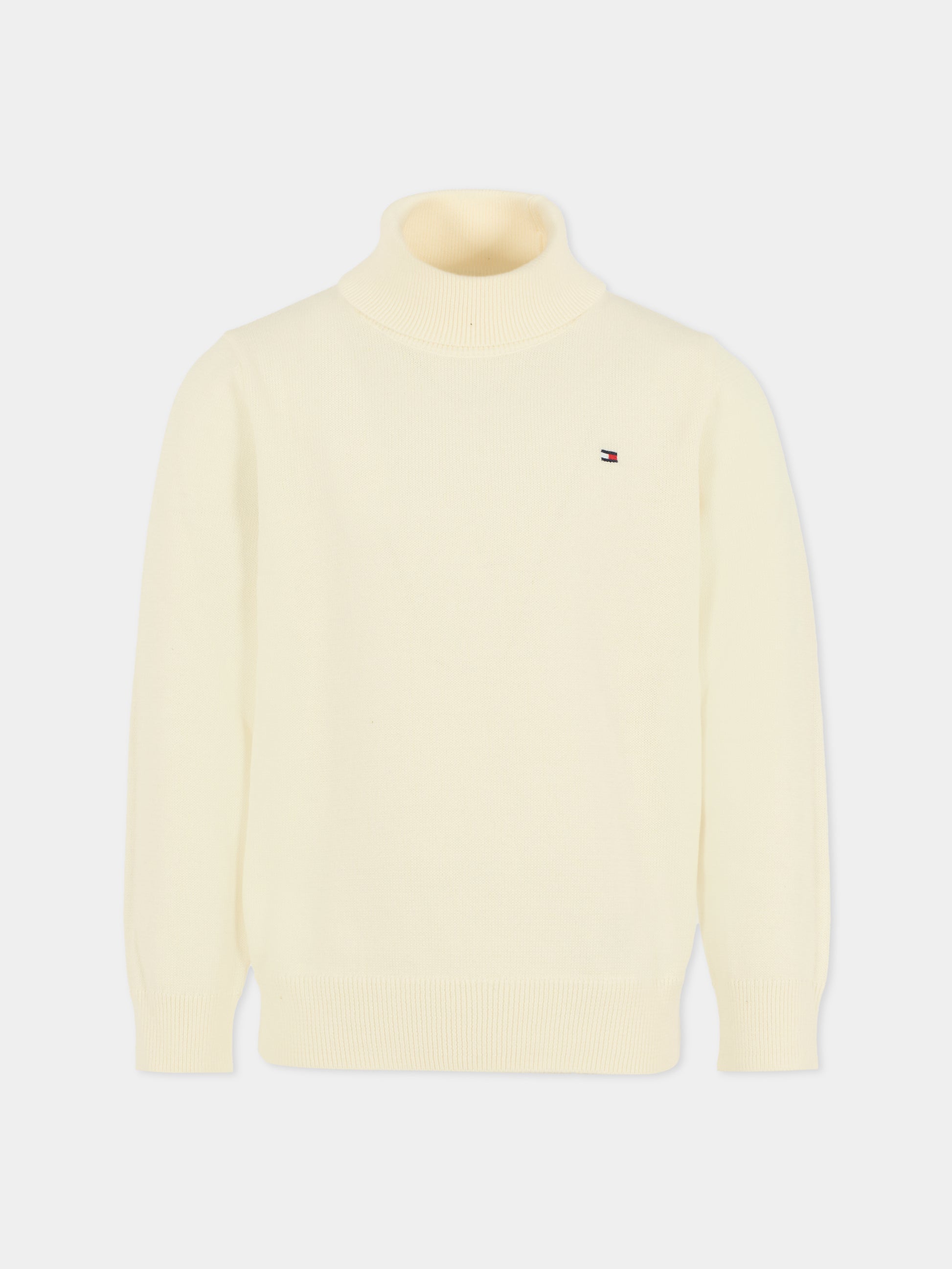 Dolcevita avorio per bambino con bandierina,Tommy Hilfiger Junior,25WTHKB0KB09976 YA8