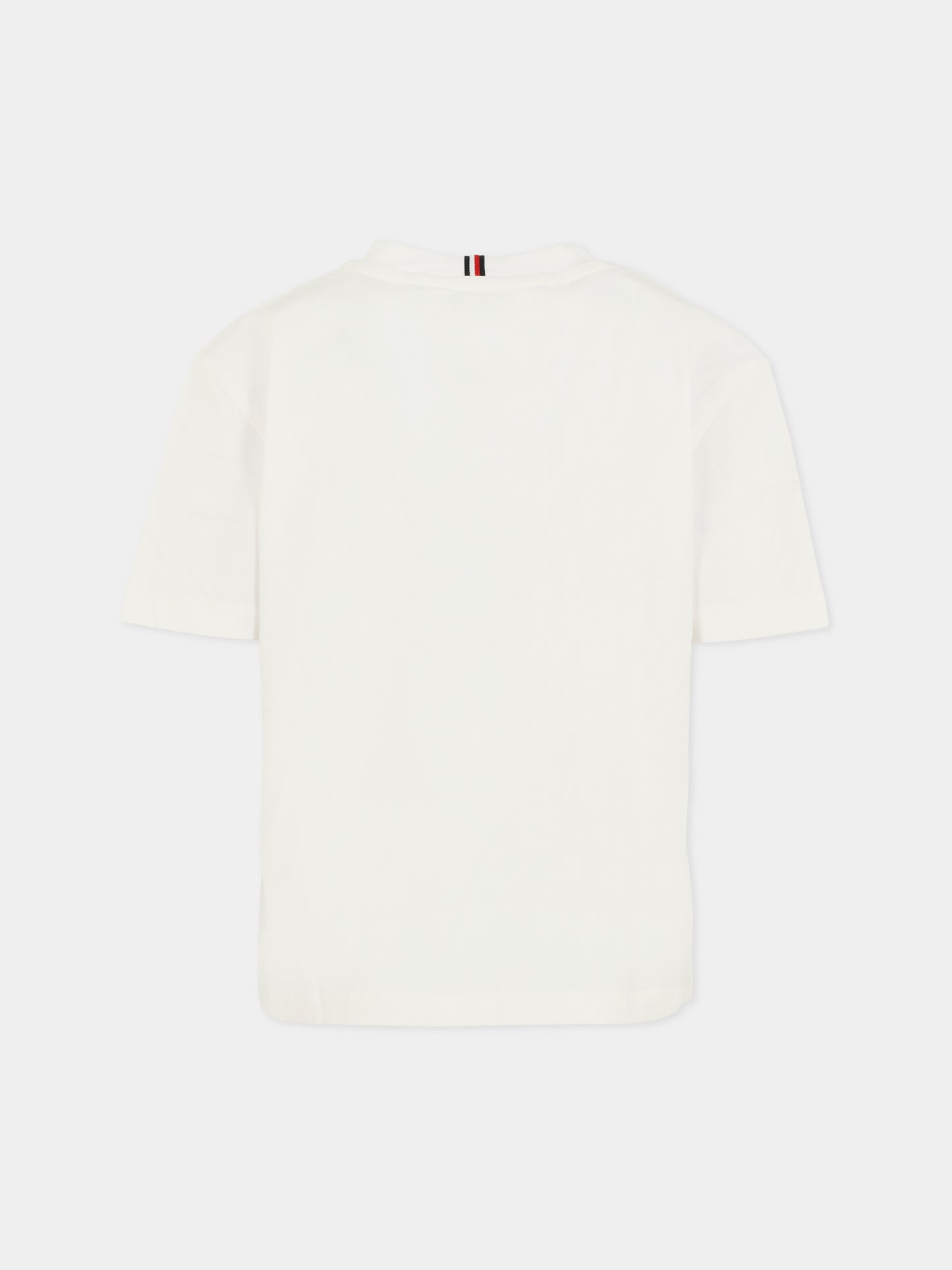 T-shirt bianca per bambino con bandierina,Tommy Hilfiger Junior,25WTHKB0KB10111 YBR