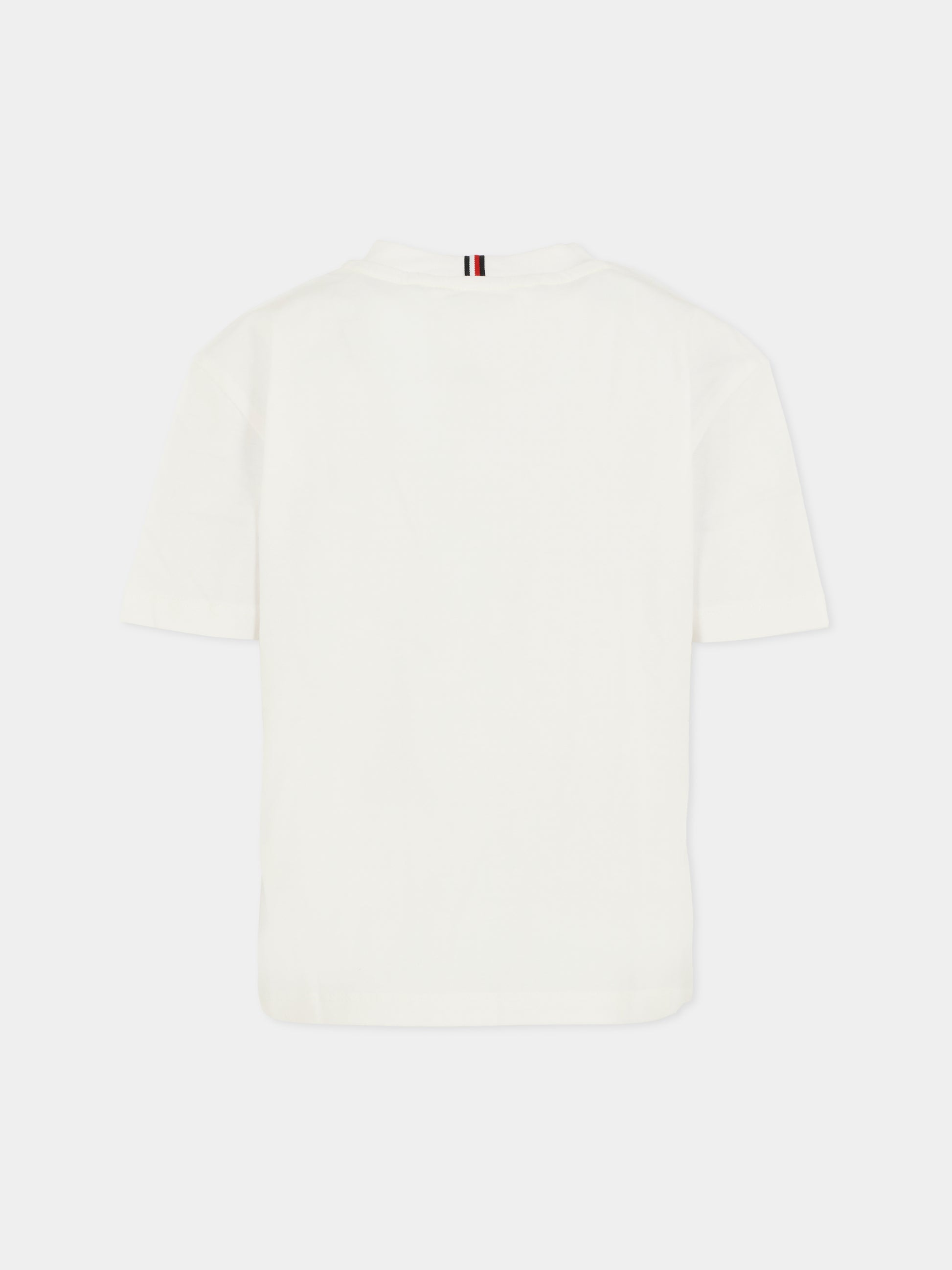 T-shirt bianca per bambino con bandierina,Tommy Hilfiger Junior,25WTHKB0KB10111 YBR