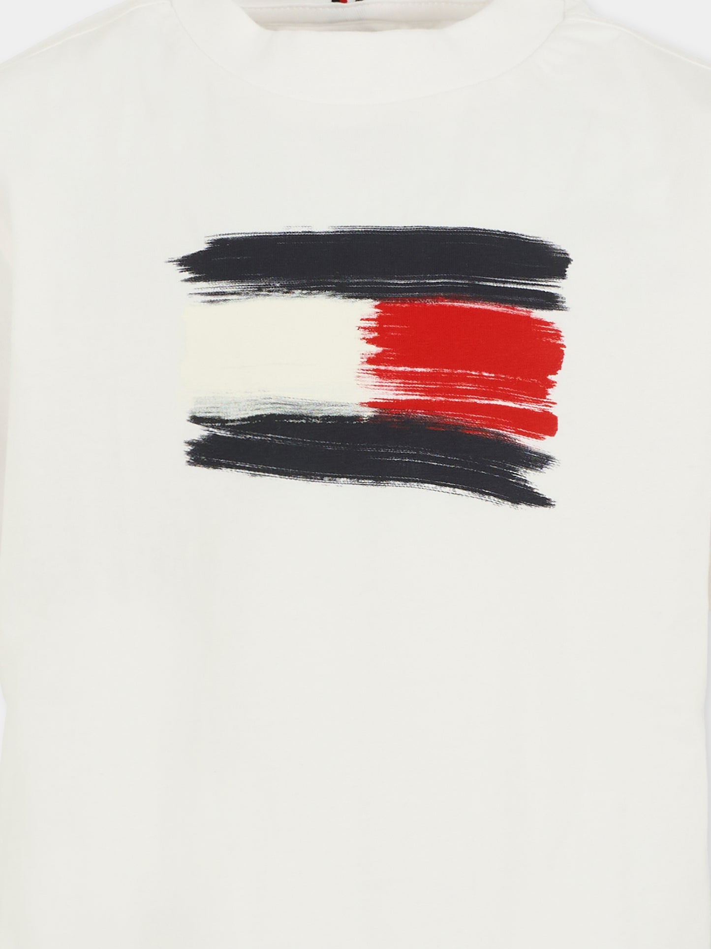 T-shirt bianca per bambino con bandierina,Tommy Hilfiger Junior,25WTHKB0KB10111 YBR
