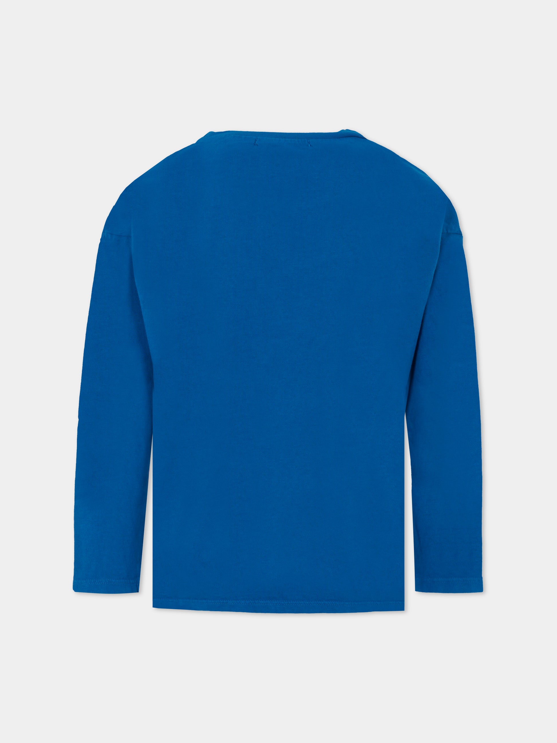 T-shirt azzurra per bambini con logo e scritta,Bobo Choses,B225AC008