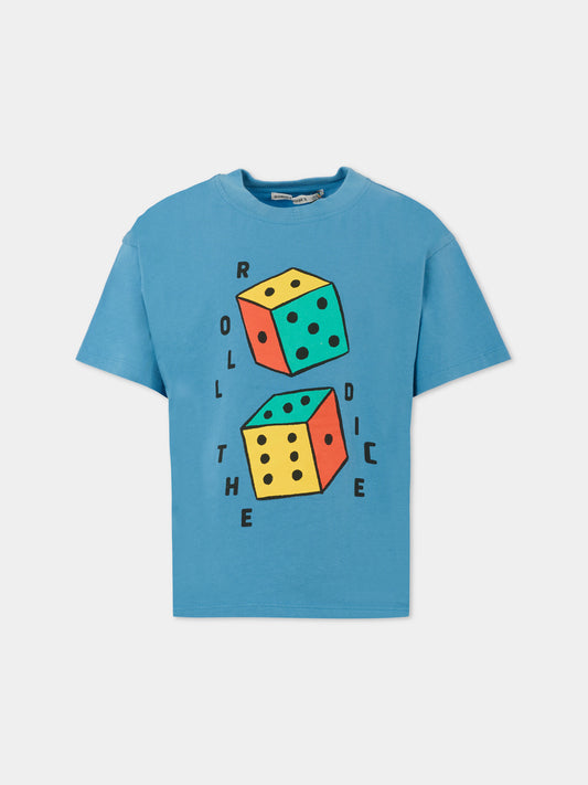 T-shirt azzurra per bambini con dadi,Bobo Choses,B225AC003