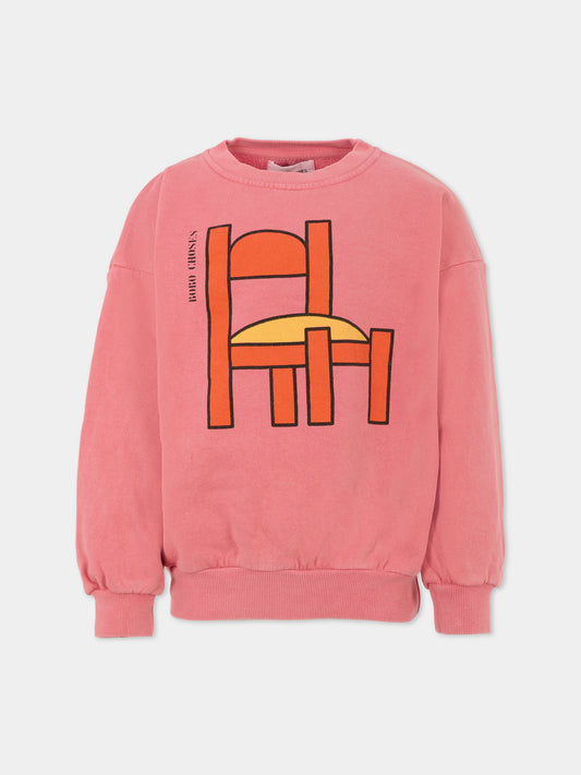 Felpa rosa per bambina con sedia,Bobo Choses,B225AC034