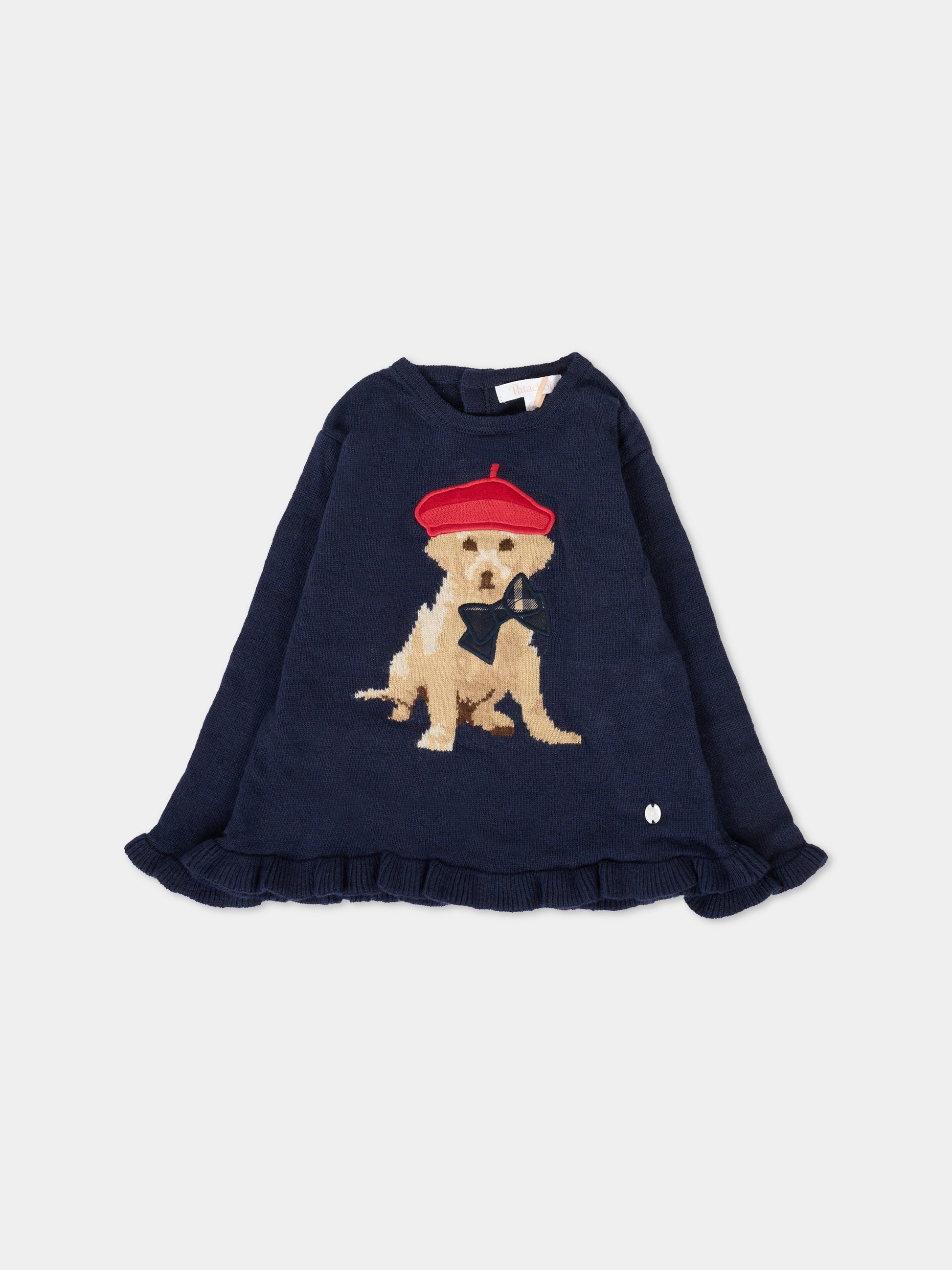 Maglione blu per neonata con cane,Patachou,PAP SWE4133269 360