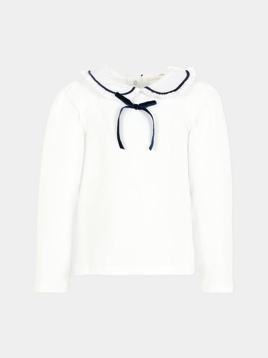 T-shirt bianca per bambina con fiocco,Patachou,PAP TSH4133470 360