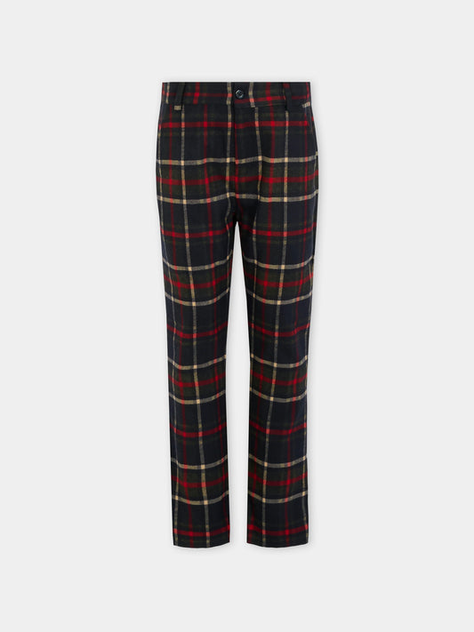 Pantaloni blu per bambino con motivo a quadri,Patachou,PAP CAL4133371 Z0133