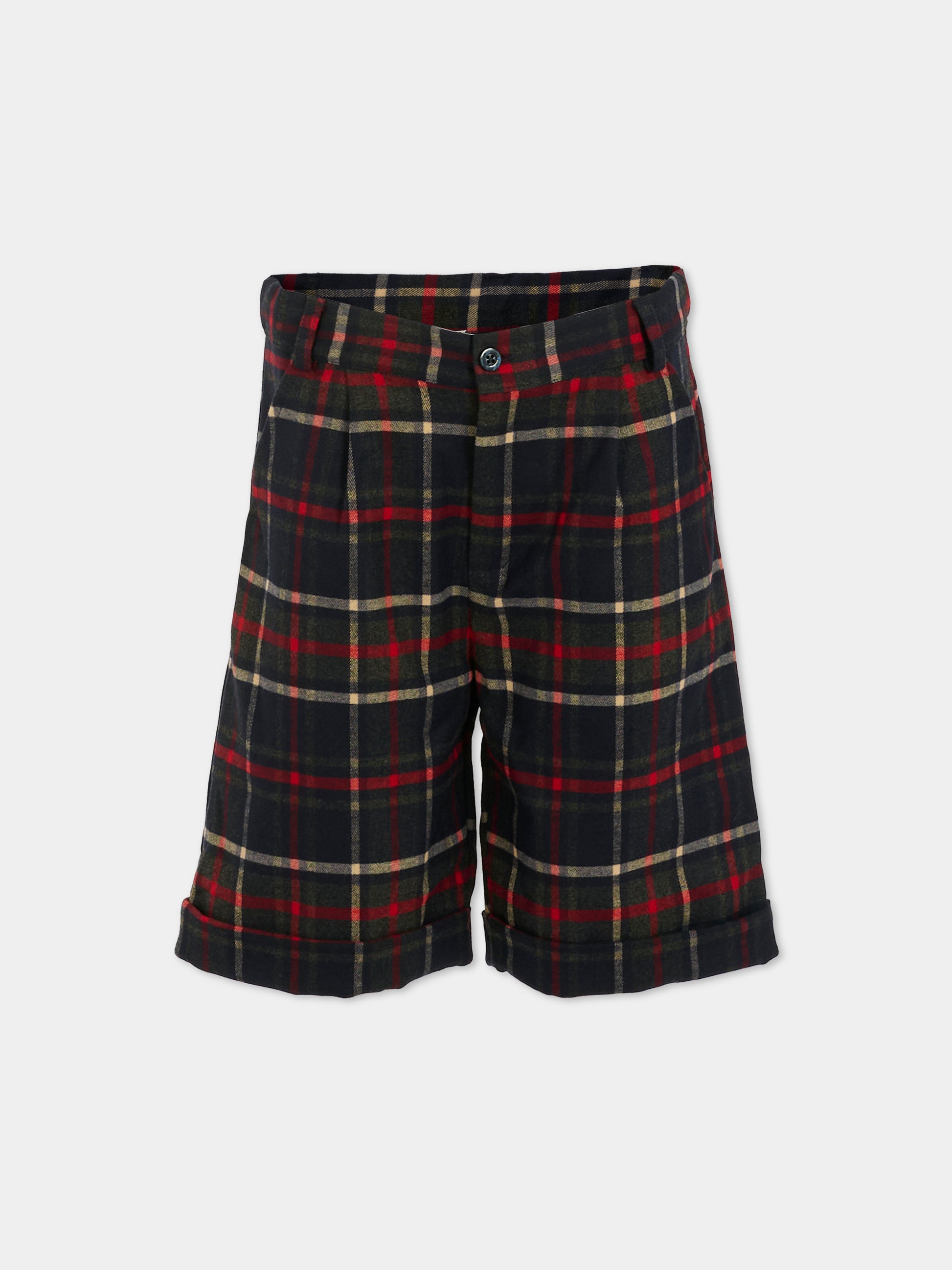 Shorts blu per bambino con motivo a quadri,Patachou,PAP CL4133370 Z0133