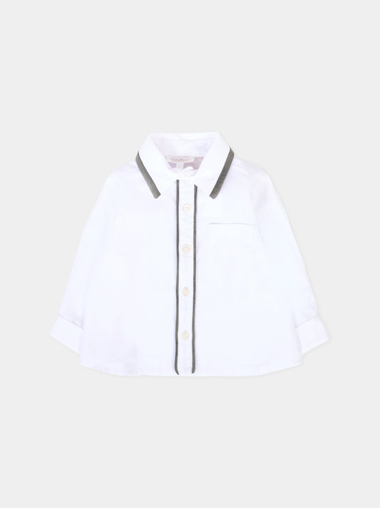 Camicia bianca per neonato con dettagli in velluto,Patachou,PAP CM4133384 510