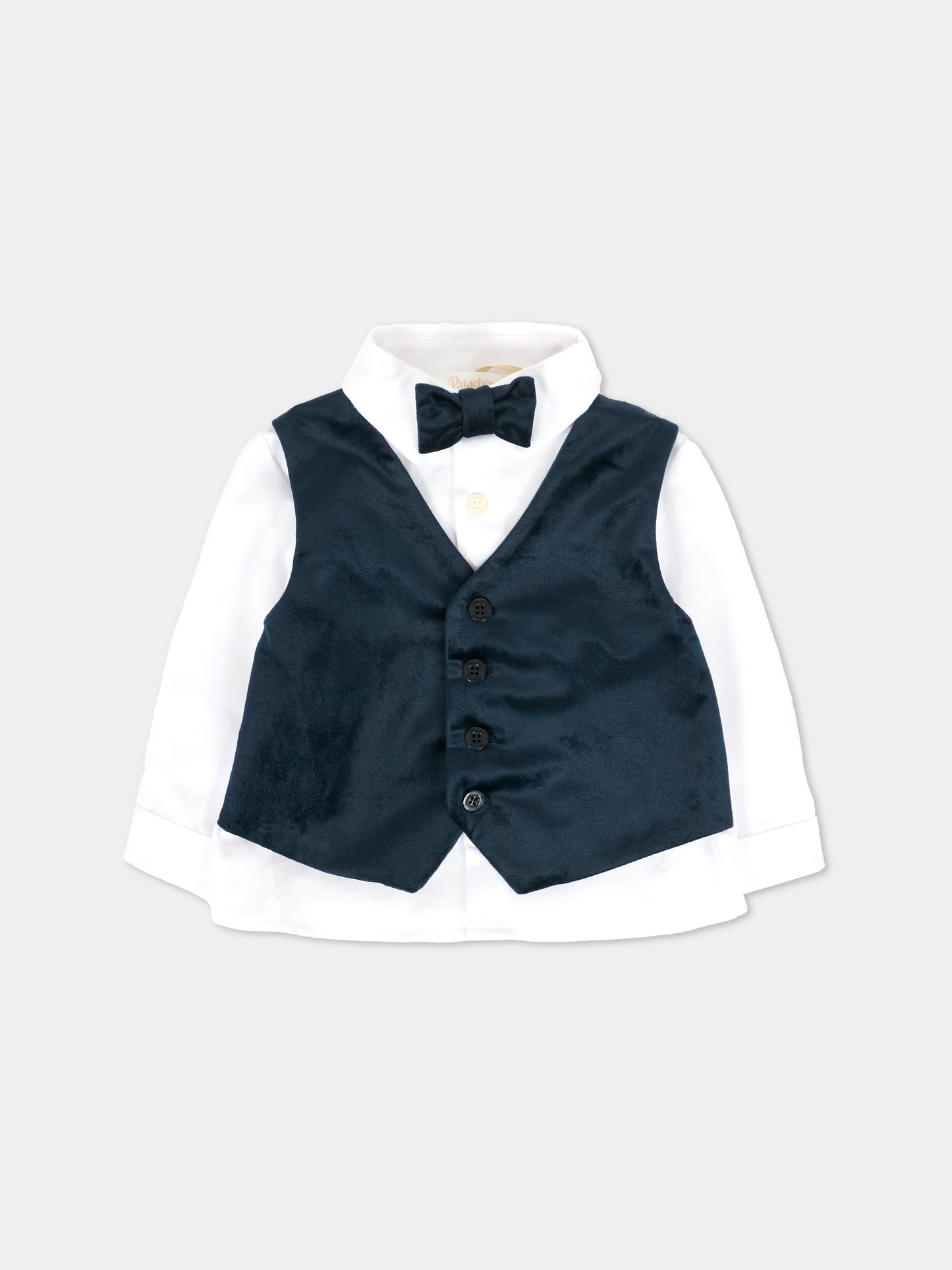 Camicia bianca per neonato con papillon,Patachou,PAP CM4133385 360