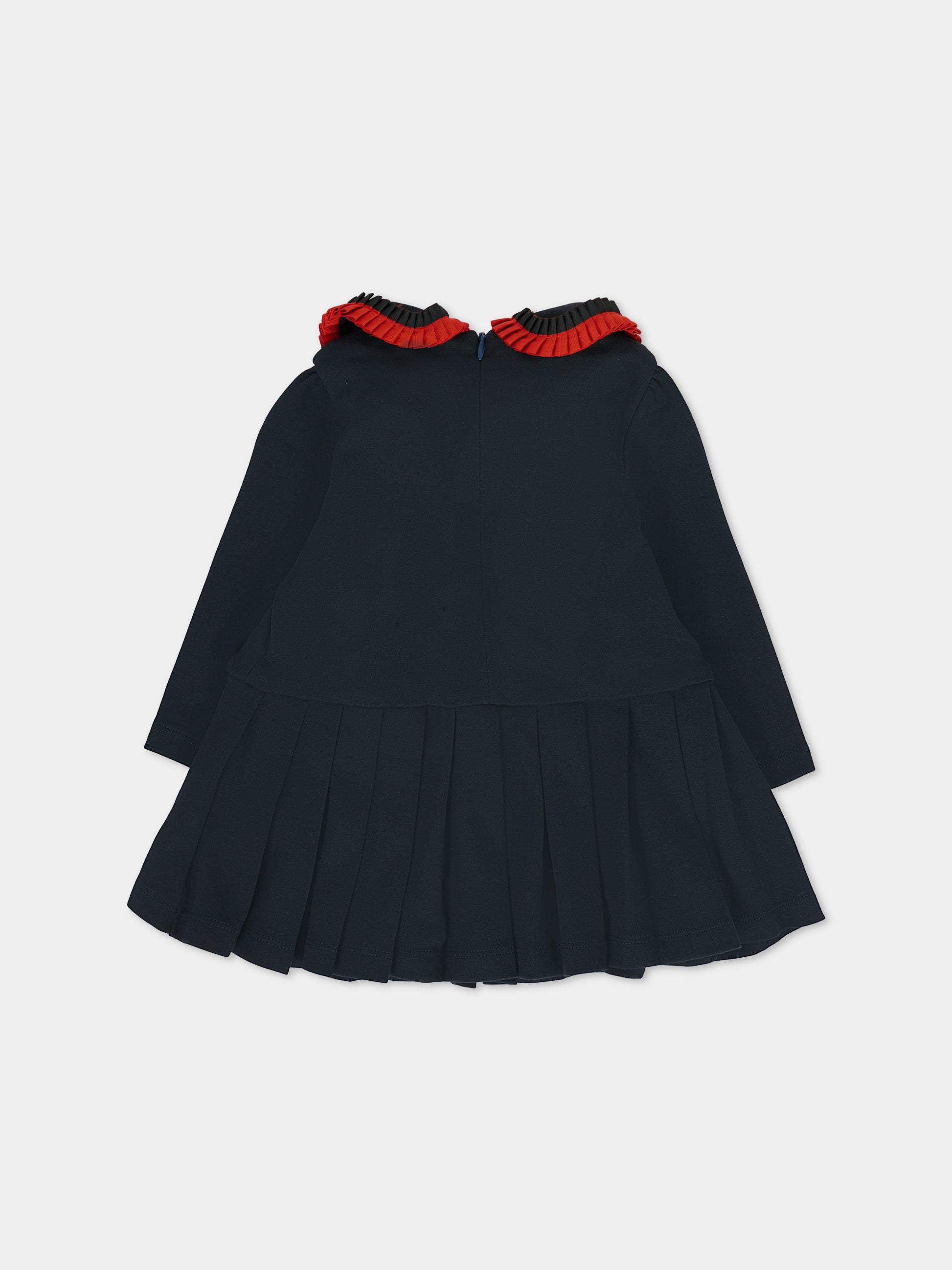 Vestito blu per neonata con fiocchi,Patachou,PAP VET4133262 360