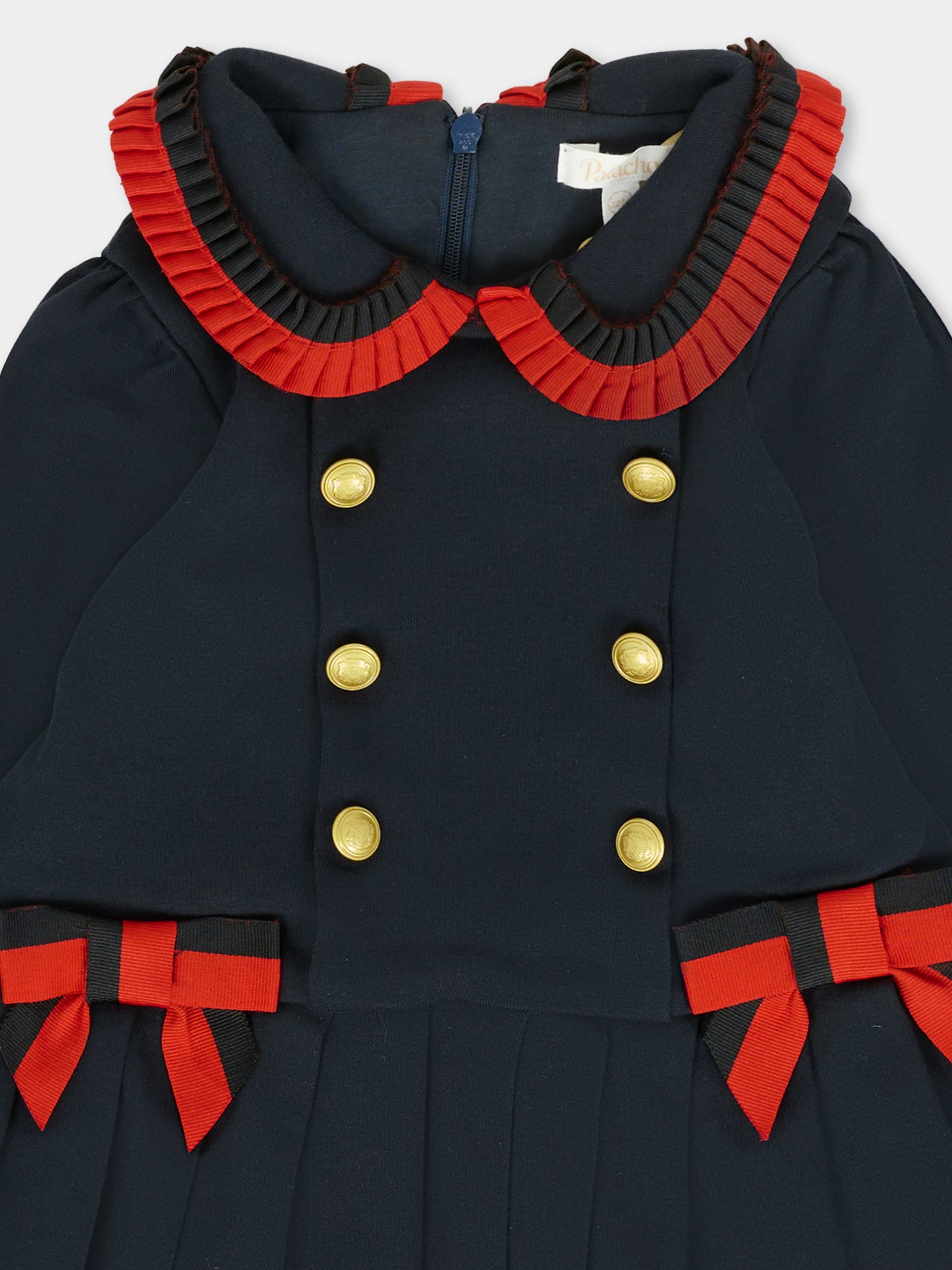 Vestito blu per neonata con fiocchi,Patachou,PAP VET4133262 360