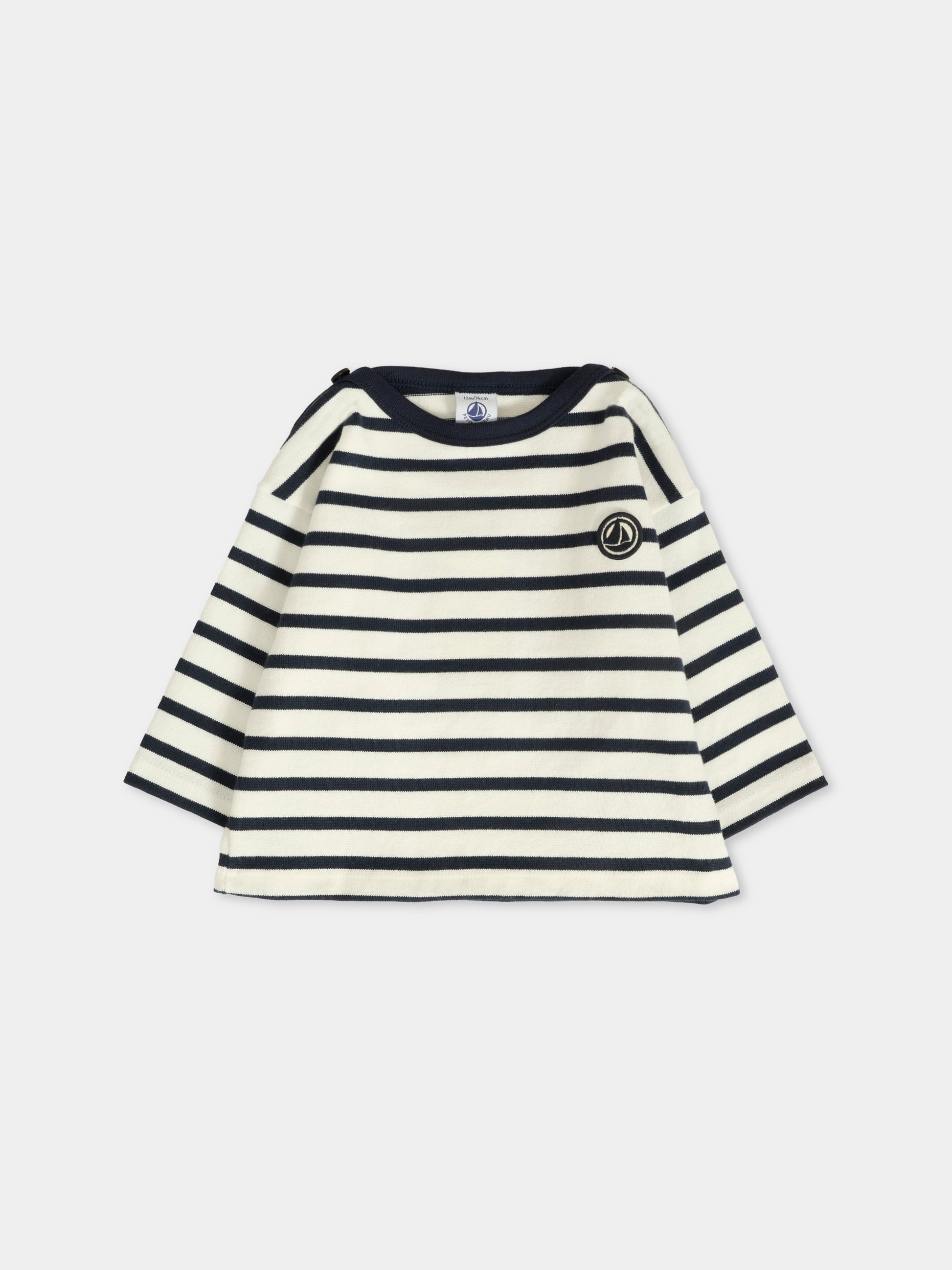 T-shirt bianca per neonati con logo,Petit Bateau,A0E70 01