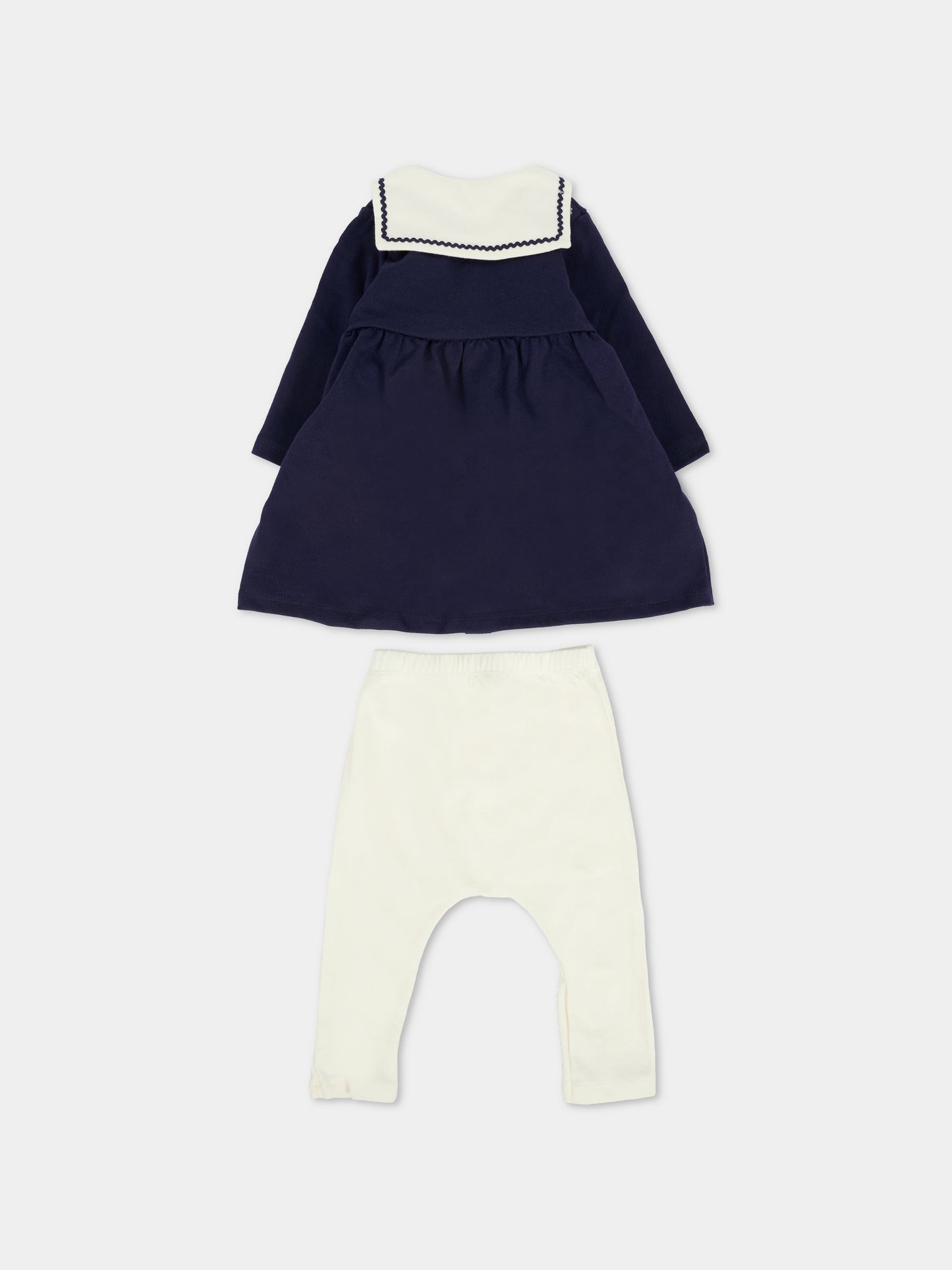 Vestito blu per neonata con colletto alla marinara,Petit Bateau,A0ELG 01