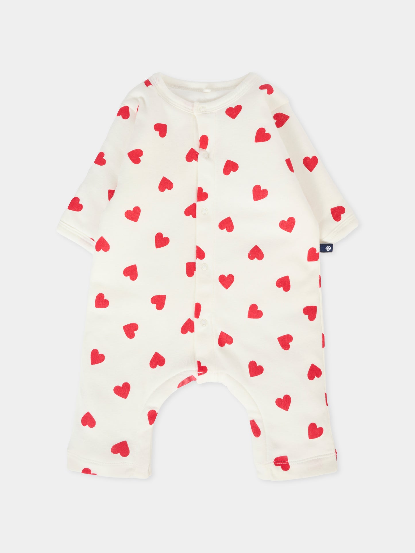 Tutina avorio per neonata con cuori rossi,Petit Bateau,A0EKO 03