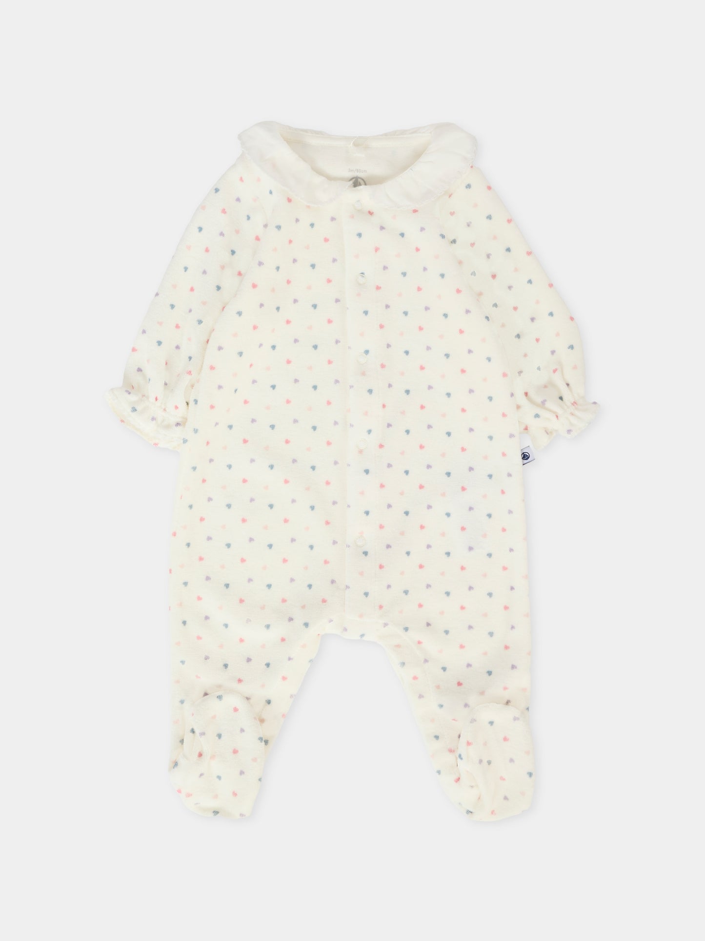 Tutina bianca per neonati con cuori colorati,Petit Bateau,A0DQS 01
