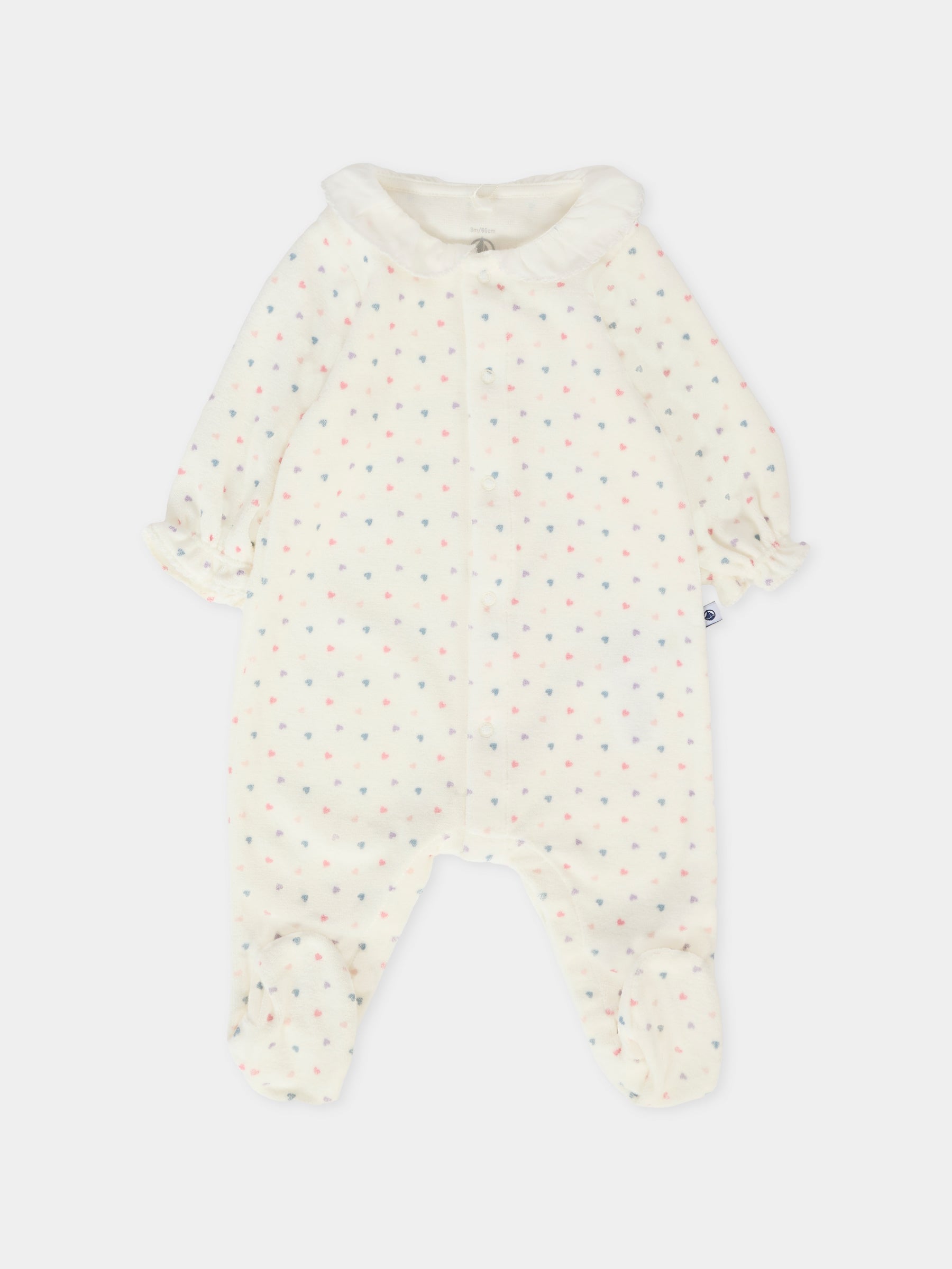 Tutina bianca per neonati con cuori colorati,Petit Bateau,A0DQS 01