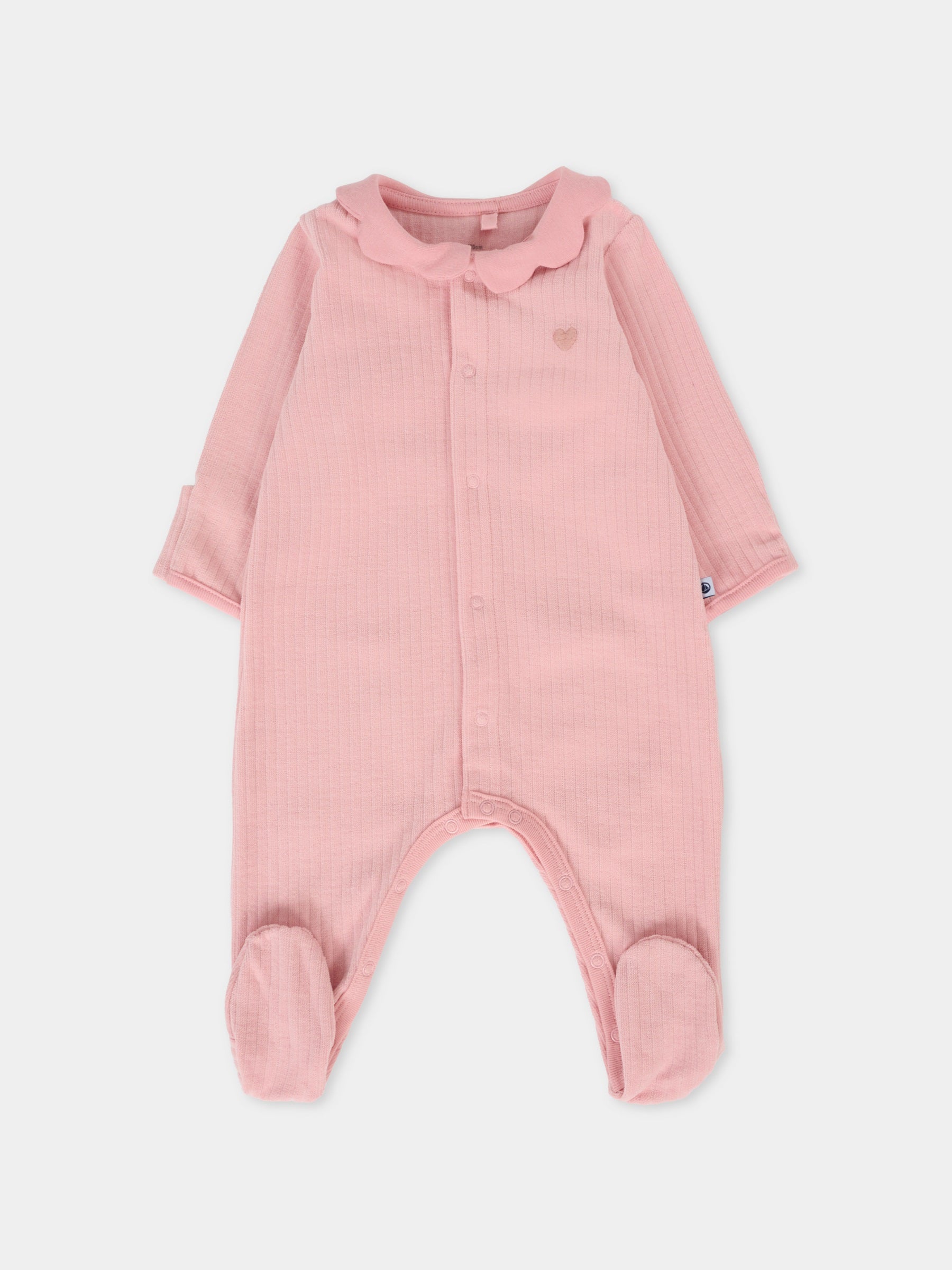 Tutina rosa per neonata con cuore,Petit Bateau,A0DQR 01
